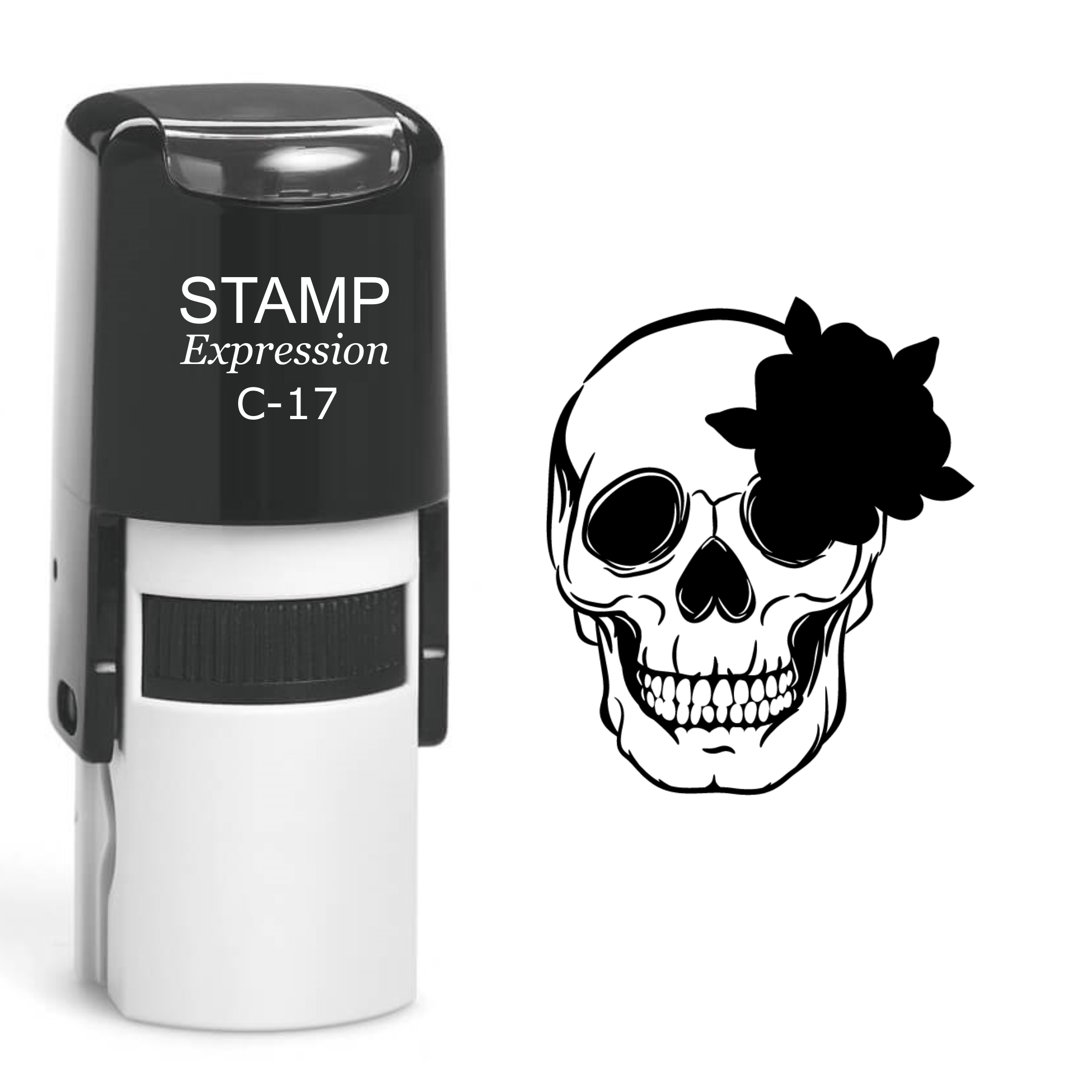 Gun Shot Wounded Skull Self Inking Rubber Stamp (SH-60540)