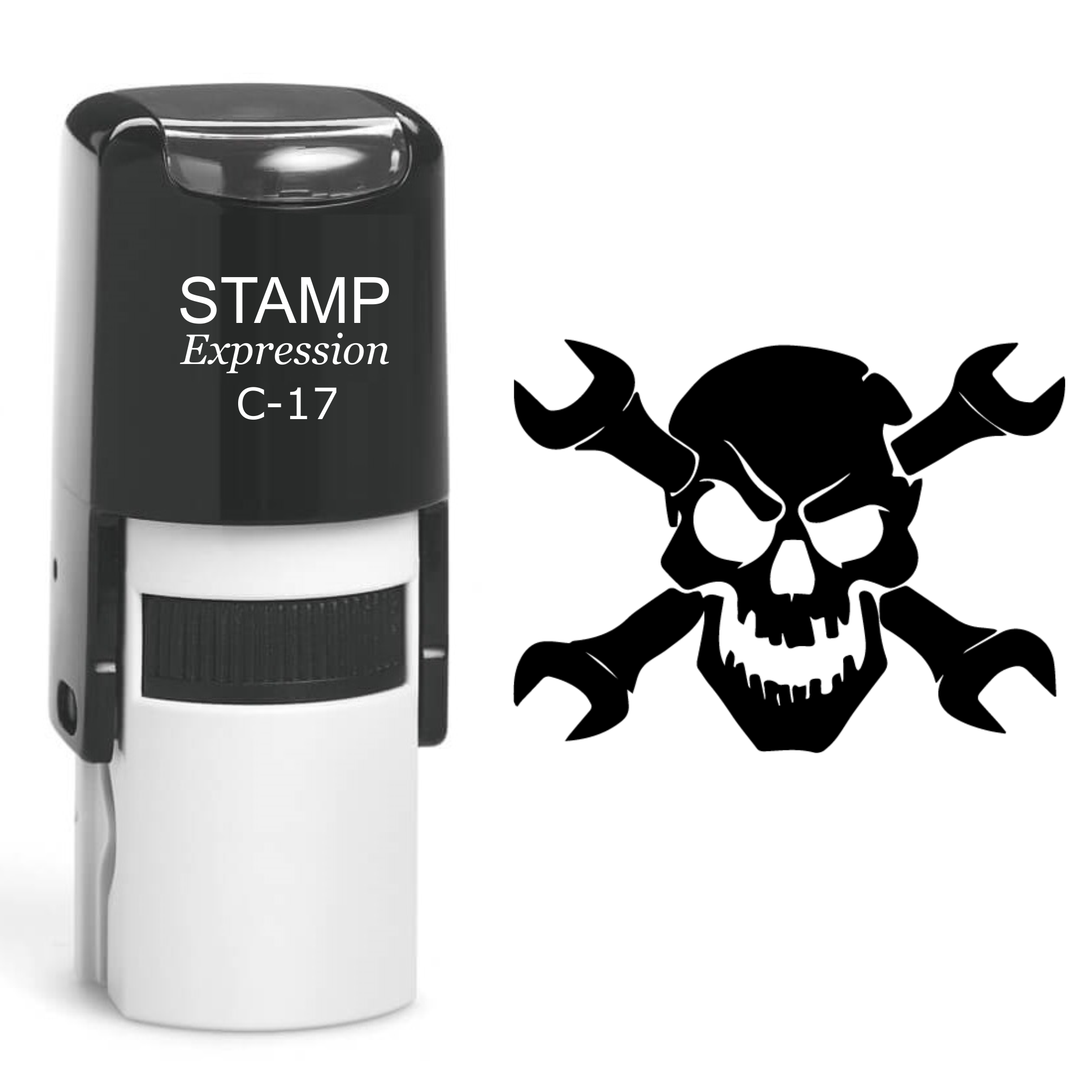 Skull With Wrenches Self Inking Rubber Stamp (SH-60576)