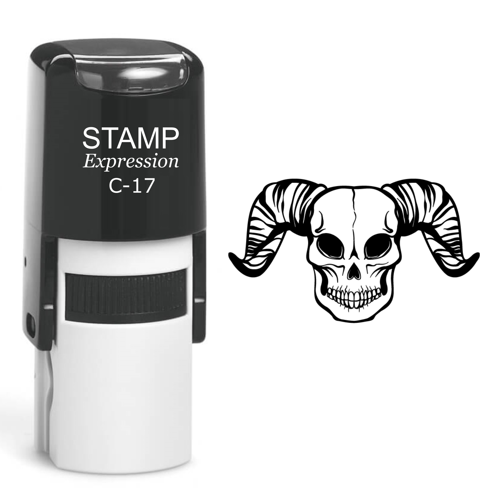 Horned Skull Self Inking Rubber Stamp (SH-60633)