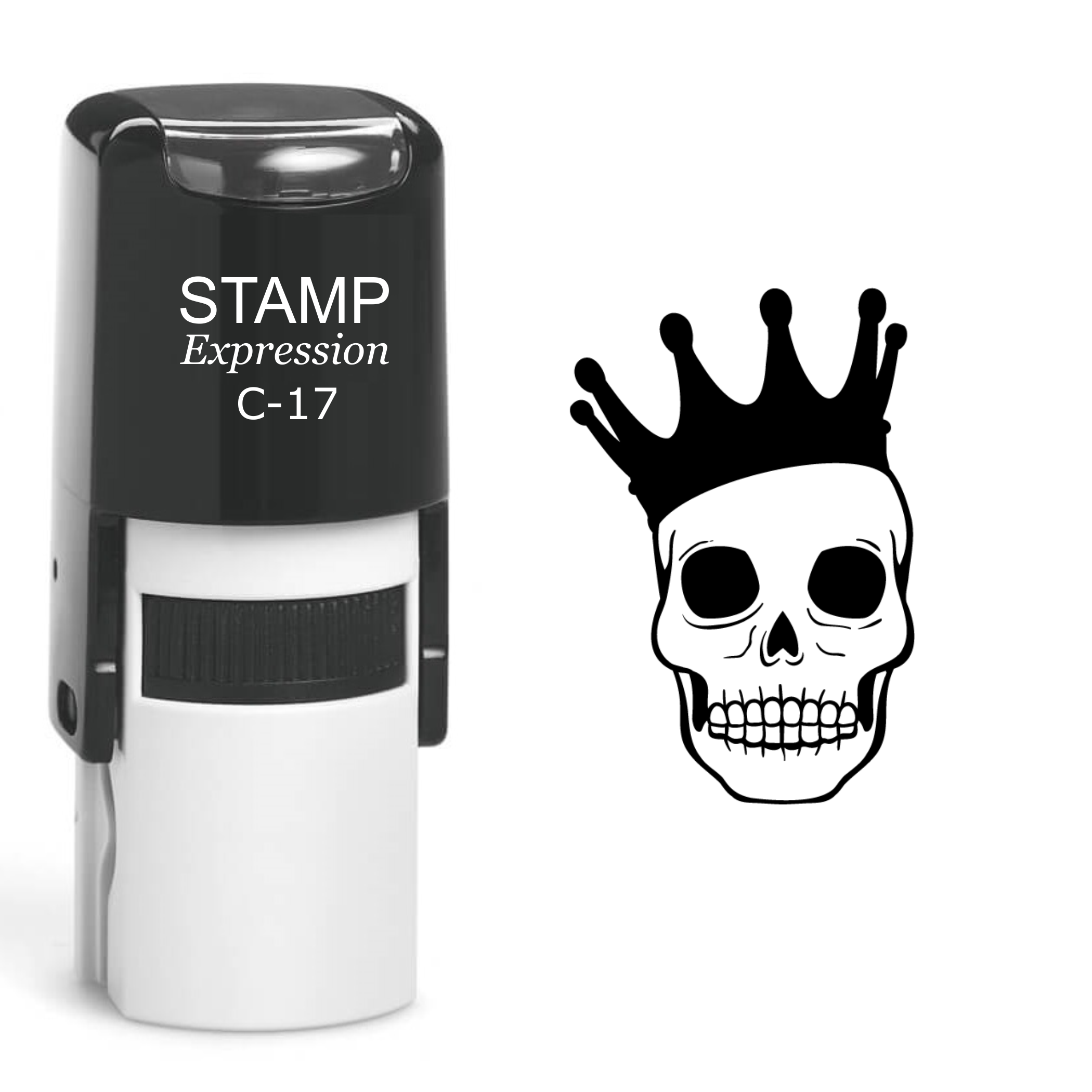 Skull Wearing a Crown Self Inking Rubber Stamp (SH-60640)