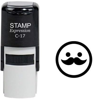 Mustache Smiley Face Emoji Self Inking Rubber Stamp