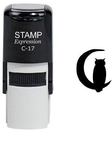 Owl Sitting ON The Moon Self Inking Rubber Stamp