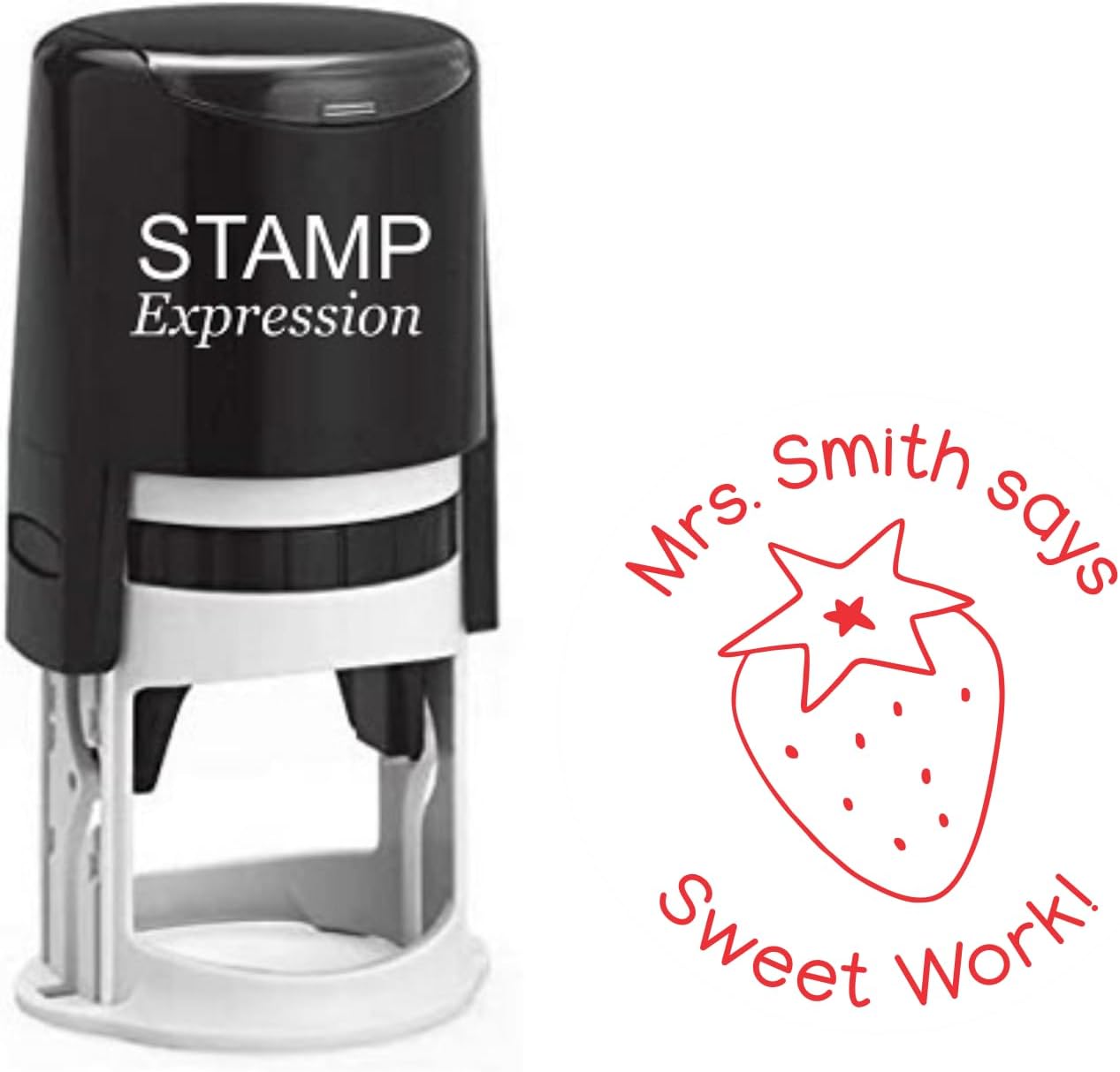Sweet Work Teacher Custom Stamp - Self Inking. Personalized Rubber Stamp with Lines of Text (SH-76218)