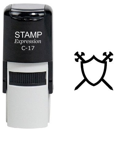 Two Swords And a Shield Coat Of Arms Self Inking Rubber Stamp (SH-6144)