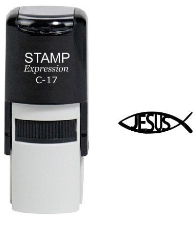 Thin Outline Jesus Fish The Ichthys Symbol Religious Self Inking Rubber Stamp (SH-6153)