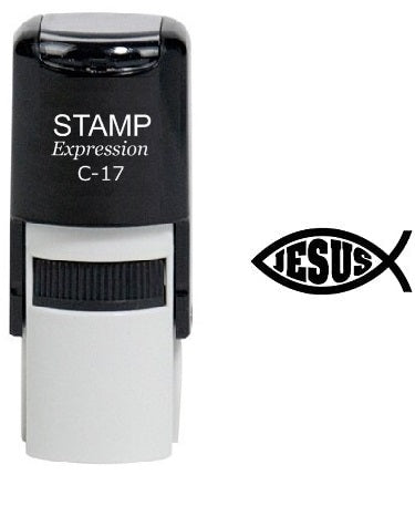 Thick Outline Outline Jesus Fish The Ichthys Symbol Religious Self Inking Rubber Stamp (SH-6155)