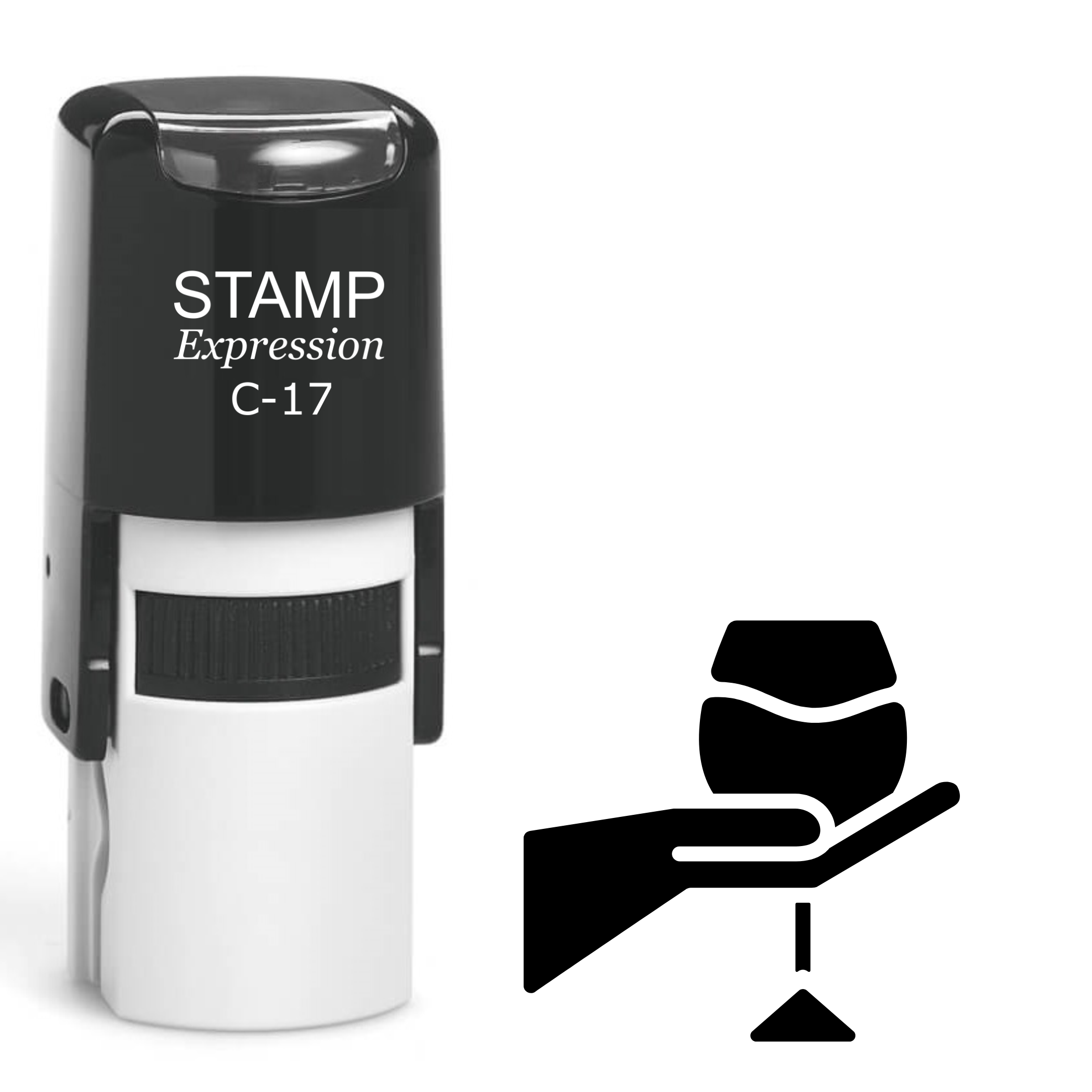 Holding Glass Of Wine Self Inking Rubber Stamp (SH-61626)
