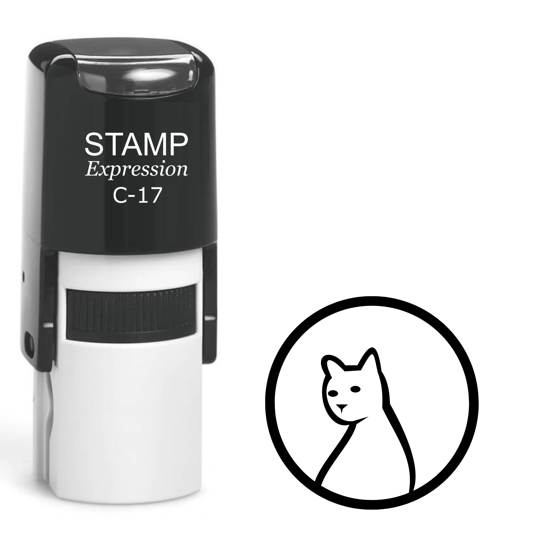 Cat In The Circle Self Inking Rubber Stamp (SH-61649)