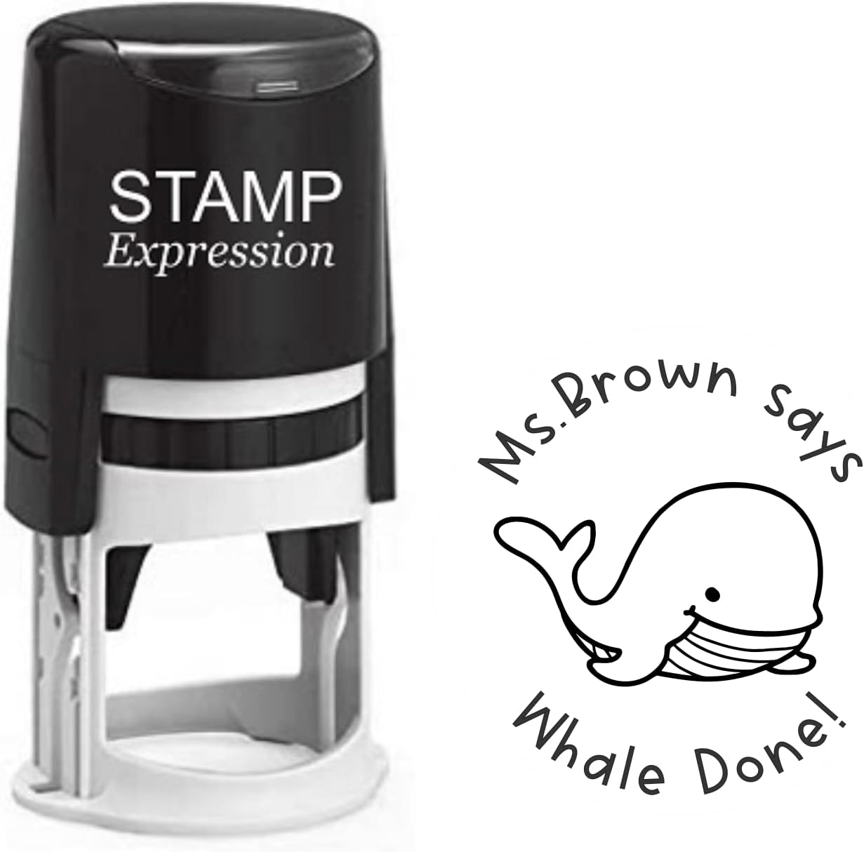 Whale Done Teacher Custom Stamp - Self Inking. Personalized Rubber Stamp with Lines of Text (SH-76214)