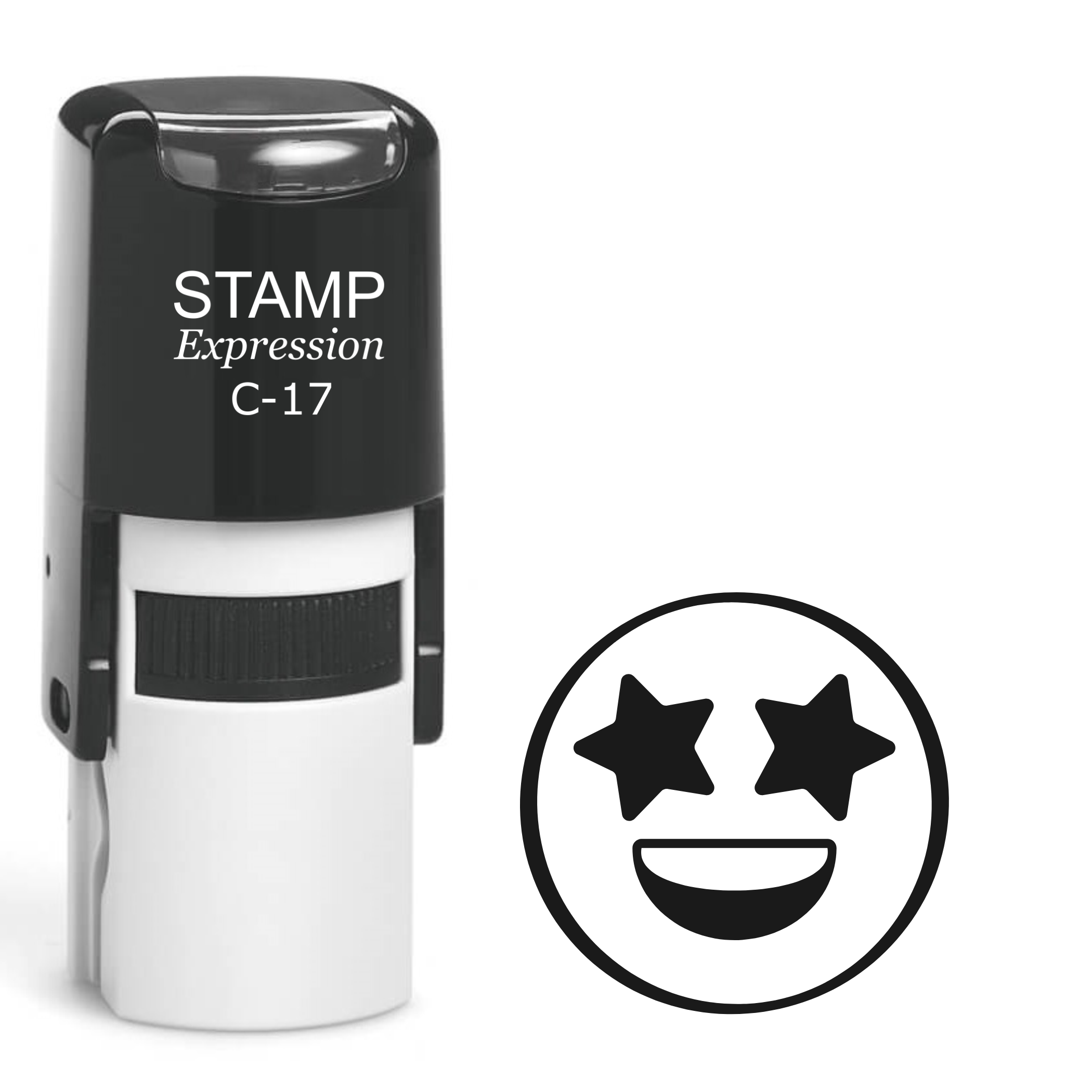 Smiley Face With Stars Self Inking Rubber Stamp (SH-61729)