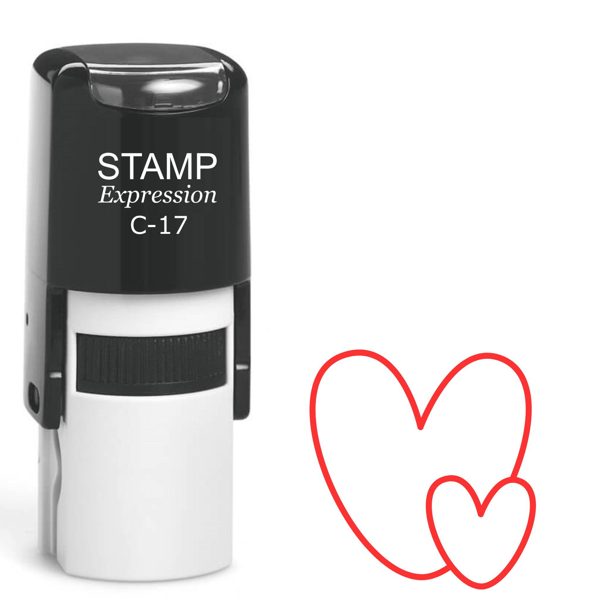Two Red Hearts Self Inking Rubber Stamp (SH-61732)