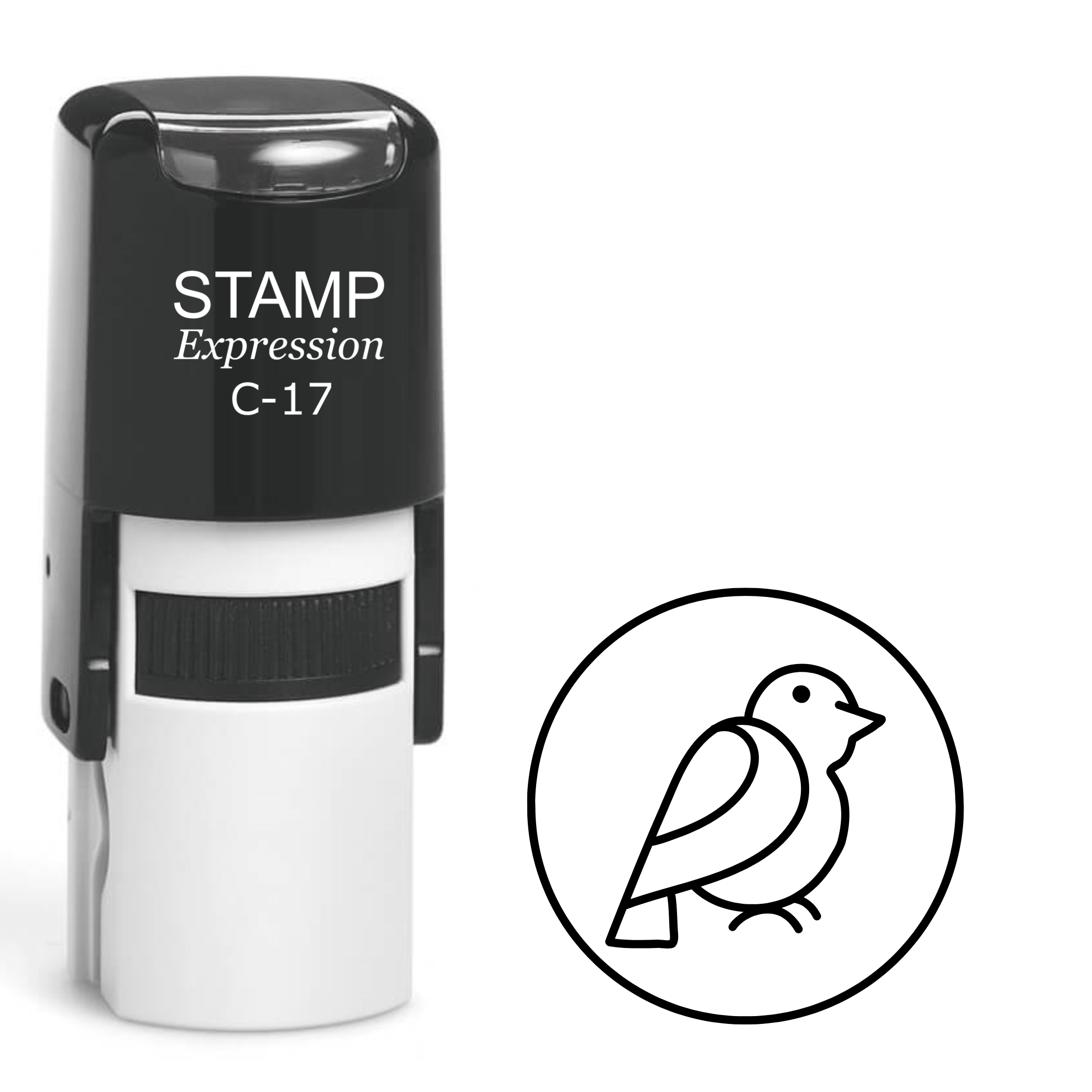 Bird Inside Circle Self Inking Rubber Stamp (SH-61855)