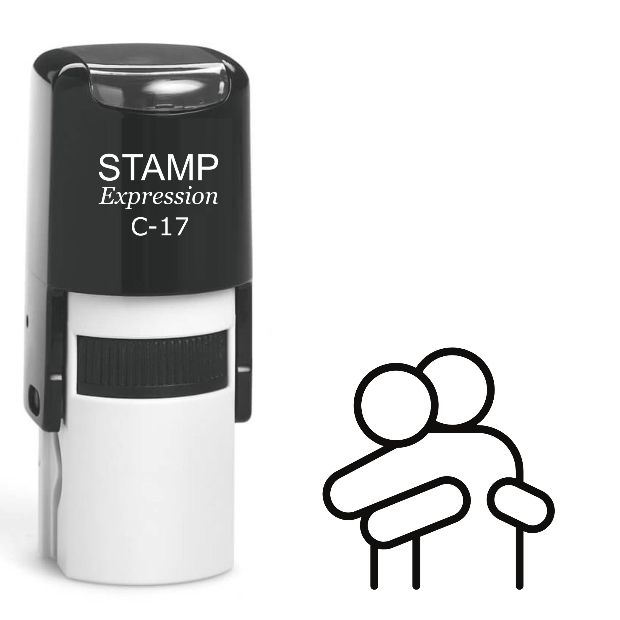 Two People Hugging Self Inking Rubber Stamp (SH-61881)