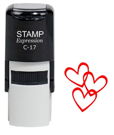 Three Interlocking Hearts Self Inking Rubber Stamp (SH-6194)