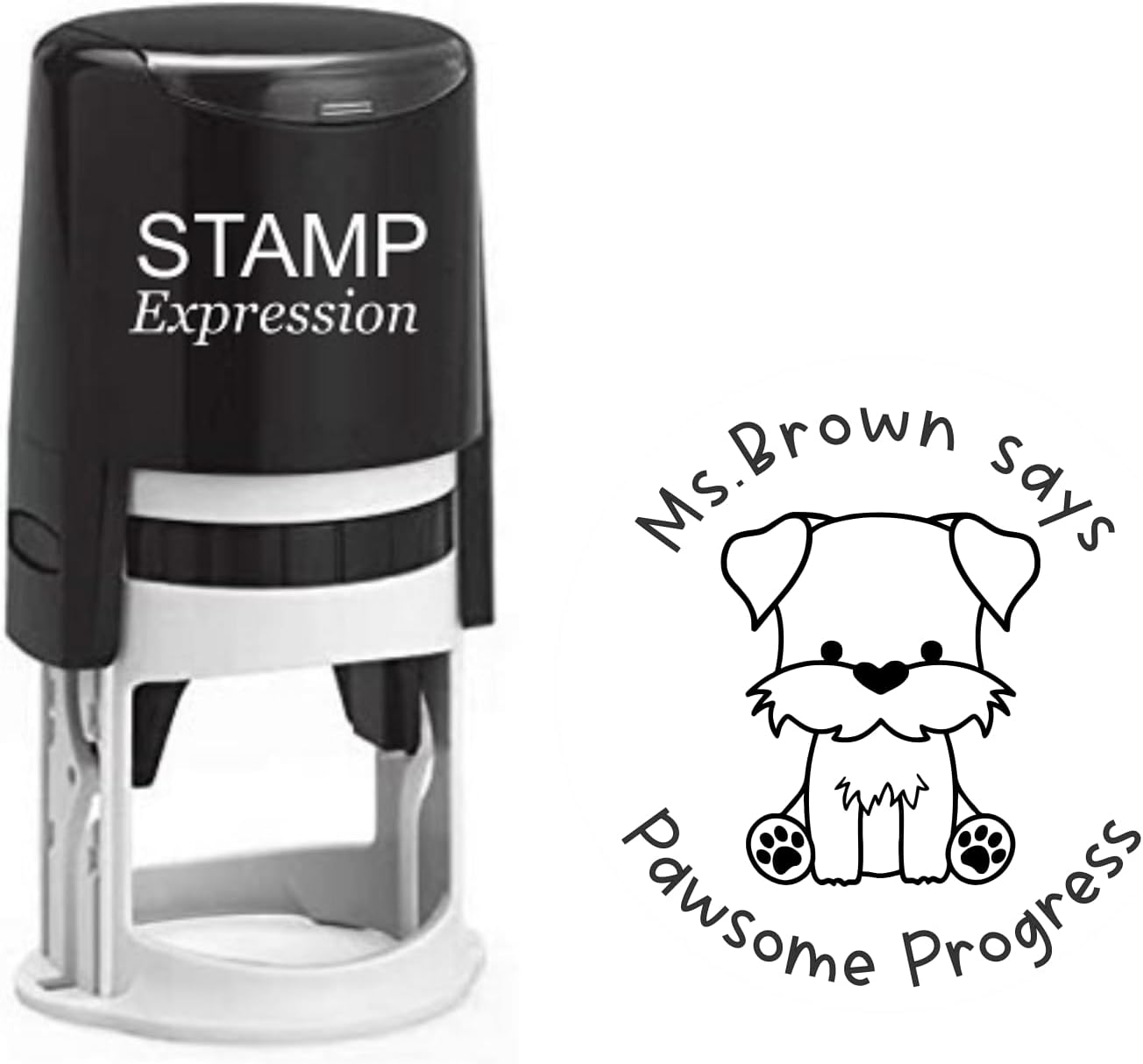 Pawesome Progress Teacher Custom Stamp - Self Inking. Personalized Rubber Stamp with Lines of Text (SH-76213)