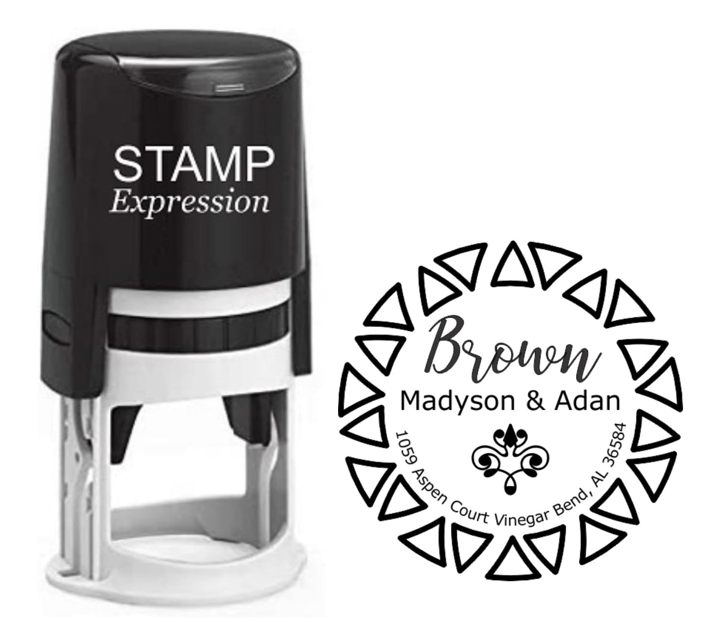 Geometric Custom Return Address Stamp - Self Inking. Personalized Rubber Stamp with Lines of Text (SH-4276)