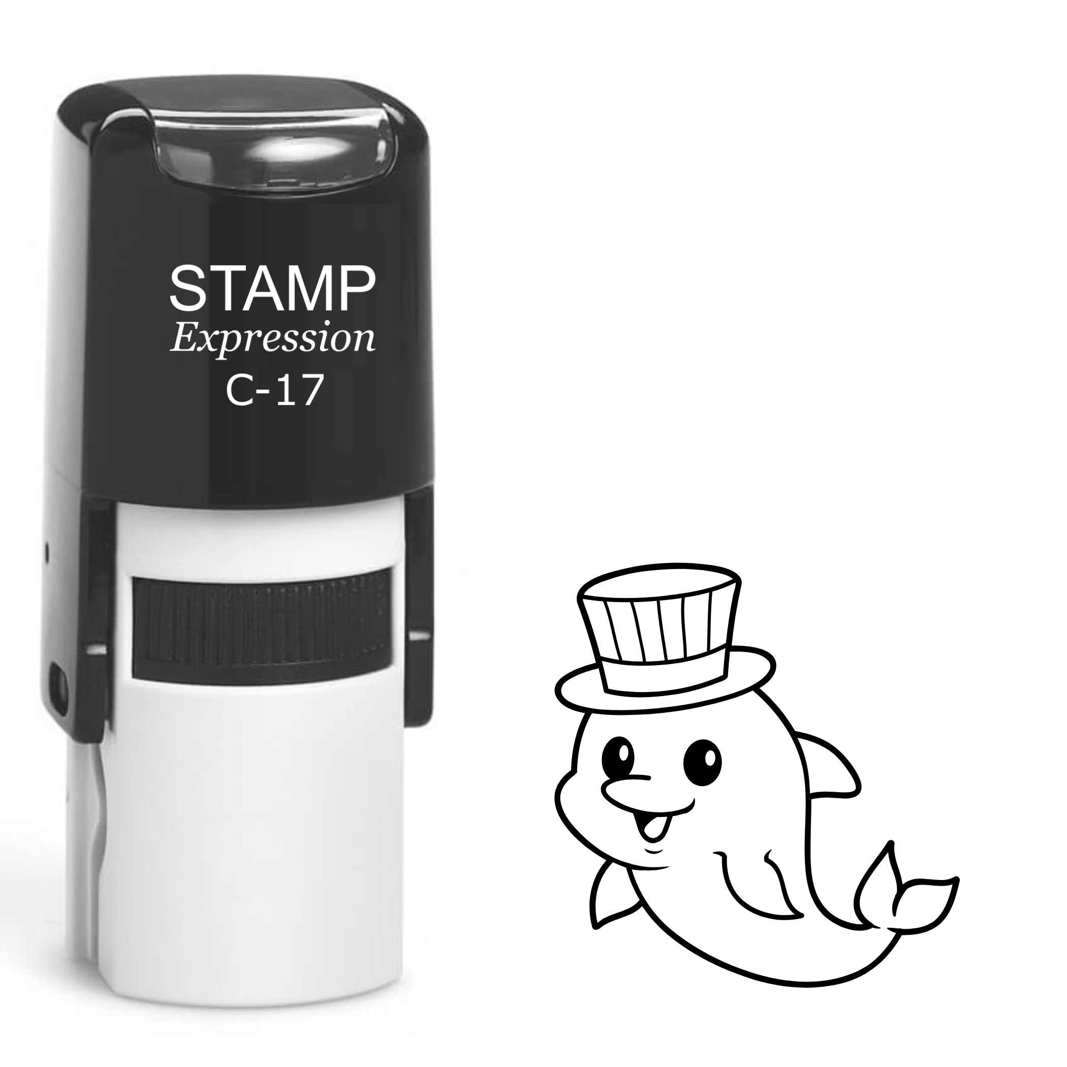 Dolphin Wearing a Hat Self Inking Rubber Stamp (SH-62204)