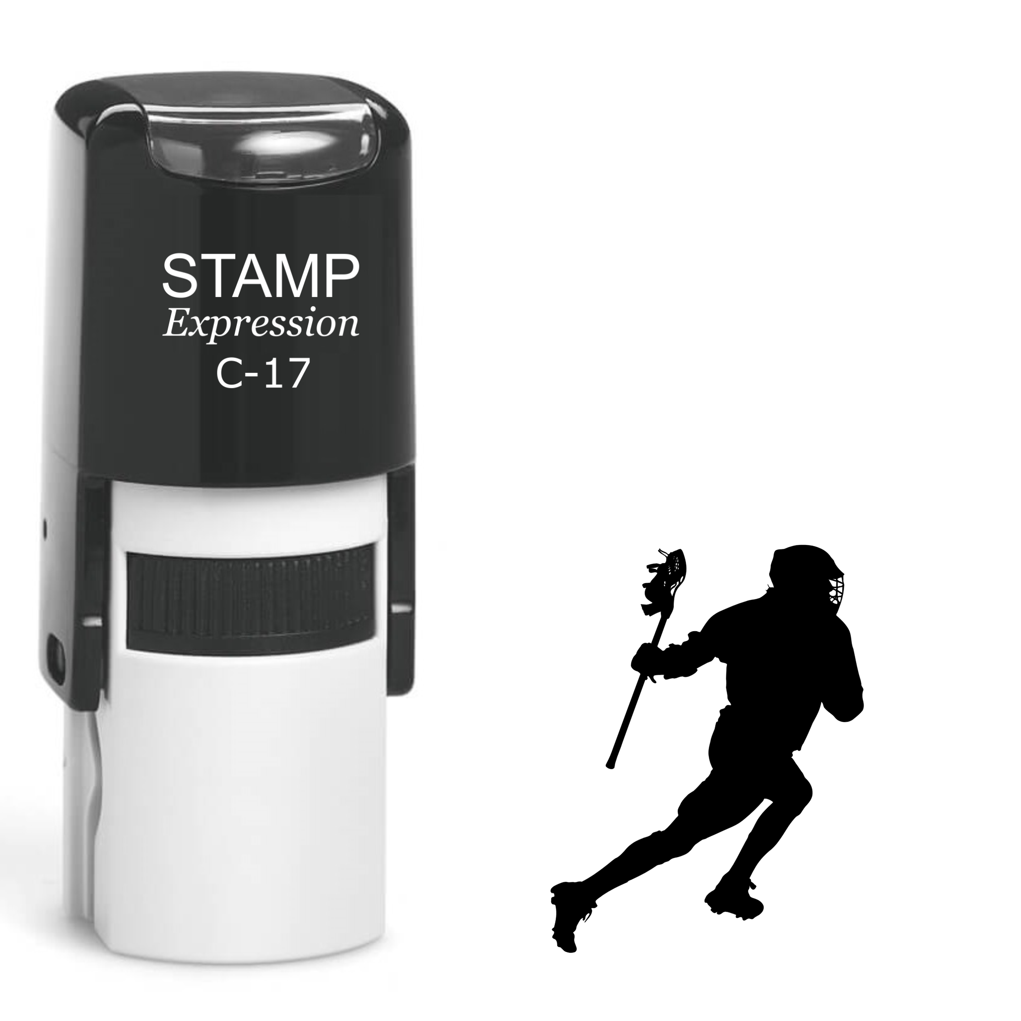 Lacrosse Player Self Inking Rubber Stamp (SH-62352)