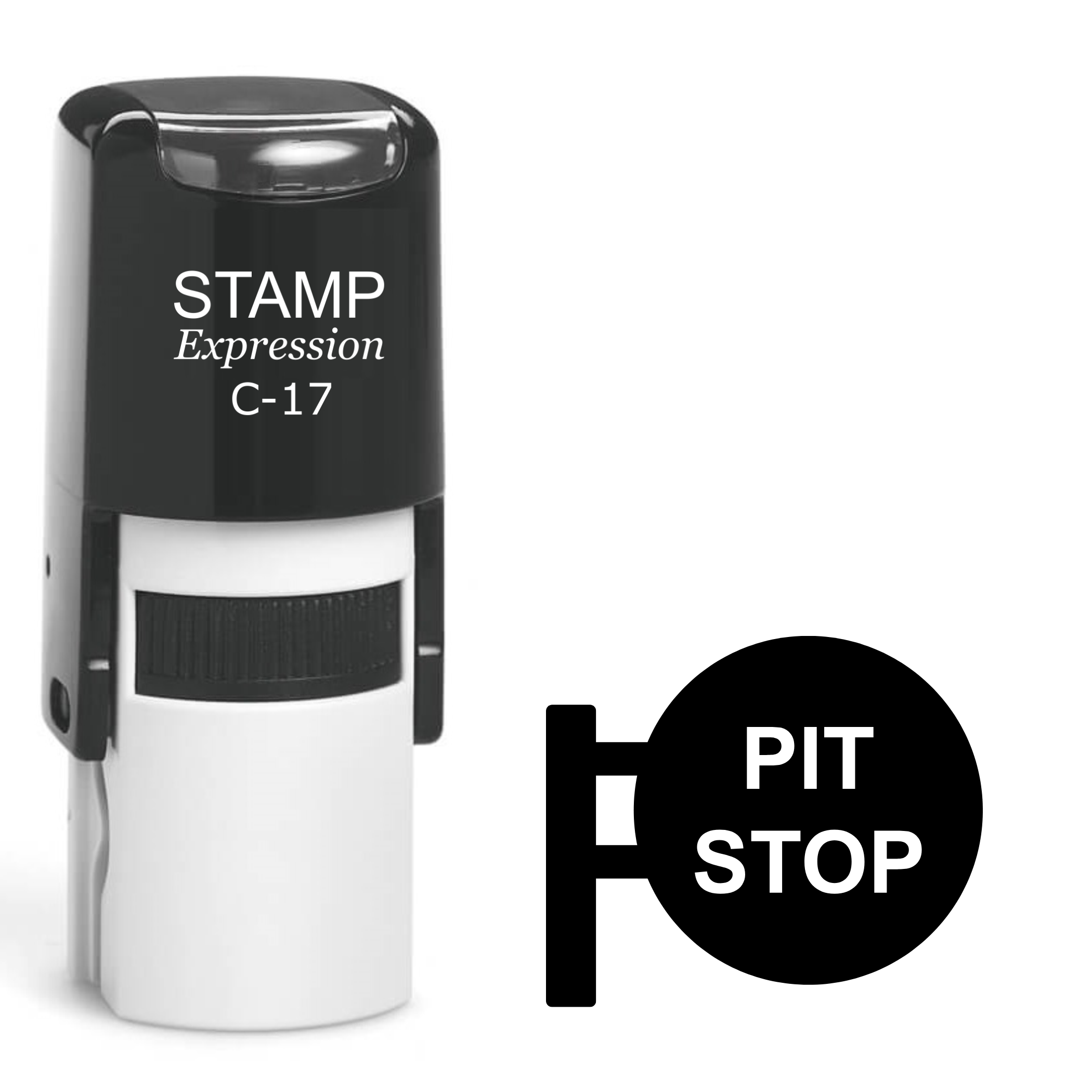 Pit Stop Self Inking Rubber Stamp (SH-62420)