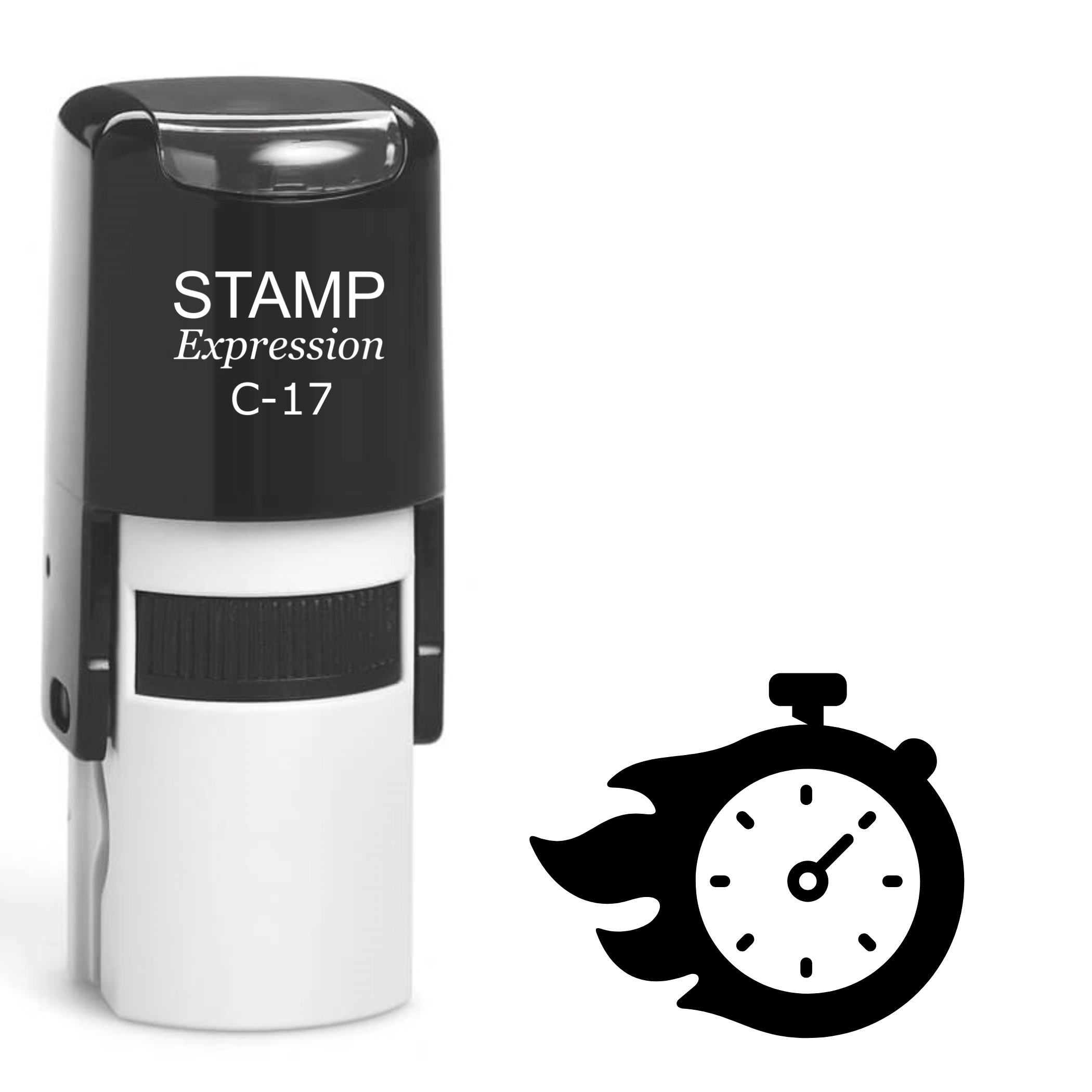 Stopwatch Flames Self Inking Rubber Stamp (SH-62626)