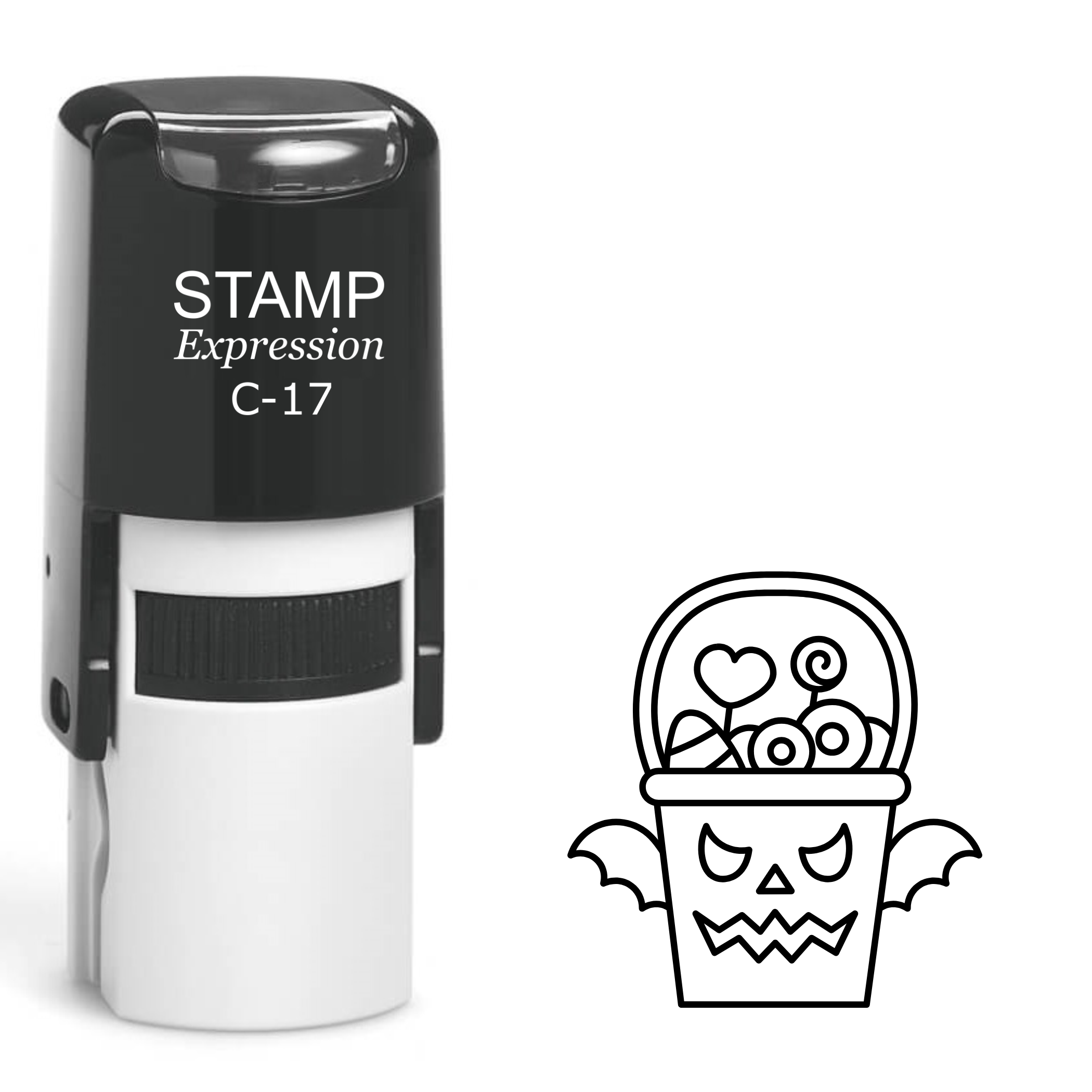 Halloween bat candy bucket Self Inking Rubber Stamp (SH-62715)