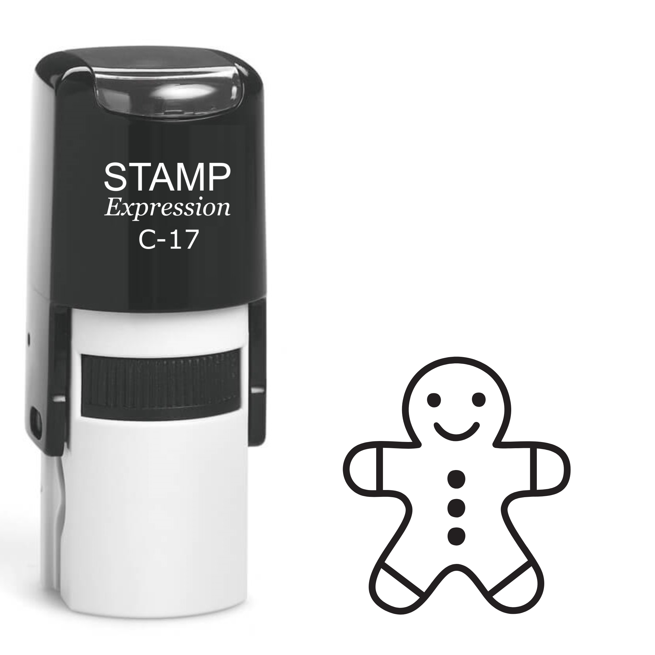 Smiling gingerbread man Christmas Self Inking Rubber Stamp (SH-62762)