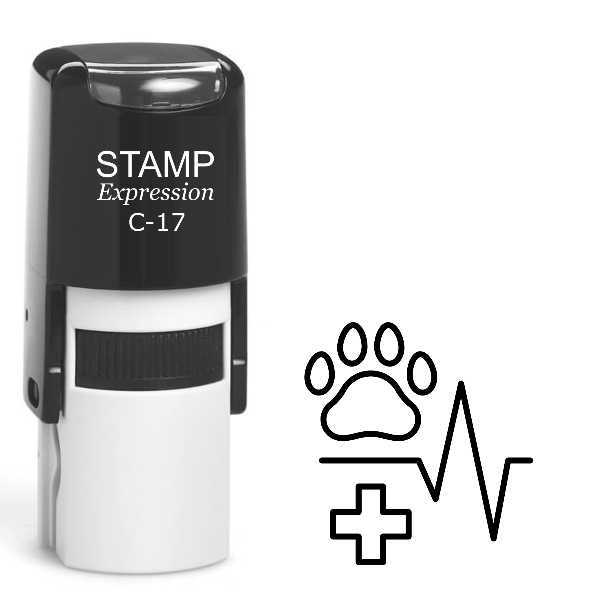 Heart rhythm with paw print veterinary clinic Self Inking Rubber Stamp (SH-62798)