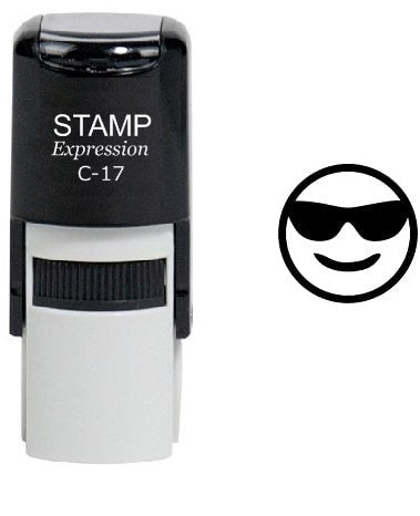 Cool Emoji Smiling Face Wearing Sunglasses Self Inking Rubber Stamp (SH-6281)