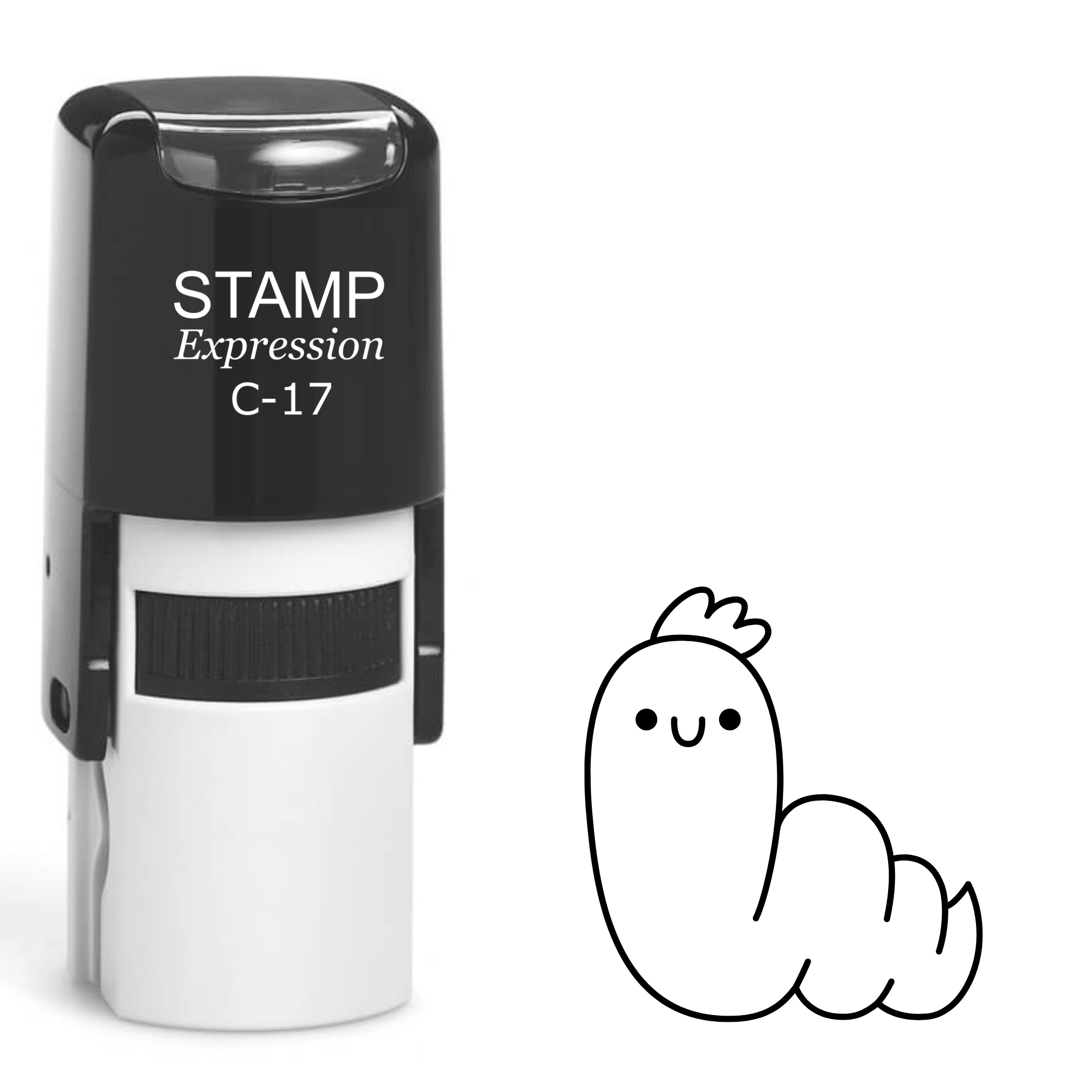 Happy baby worm with mohawk Self Inking Rubber Stamp (SH-62825)