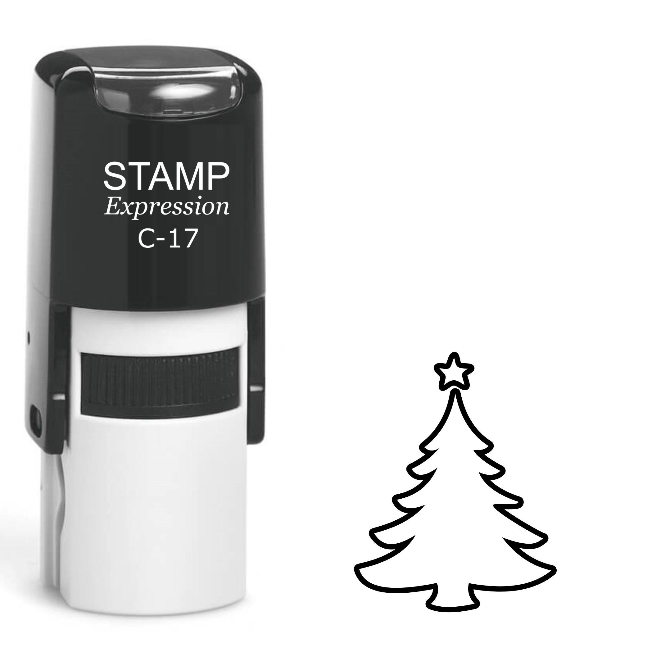 Christmas tree with stars outline Self Inking Rubber Stamp (SH-62932)