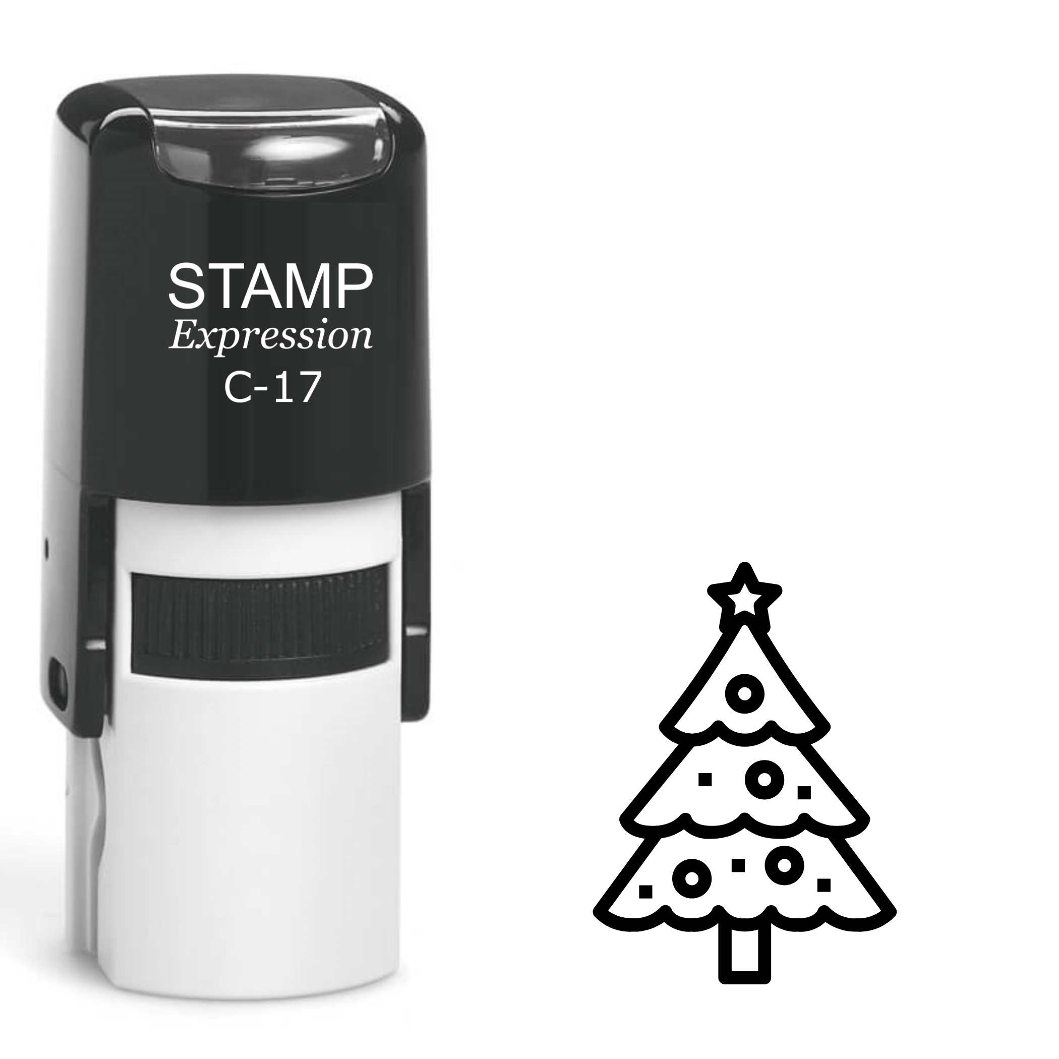 Christmas tree with stars and ornaments outline Self Inking Rubber Stamp (SH-62933)