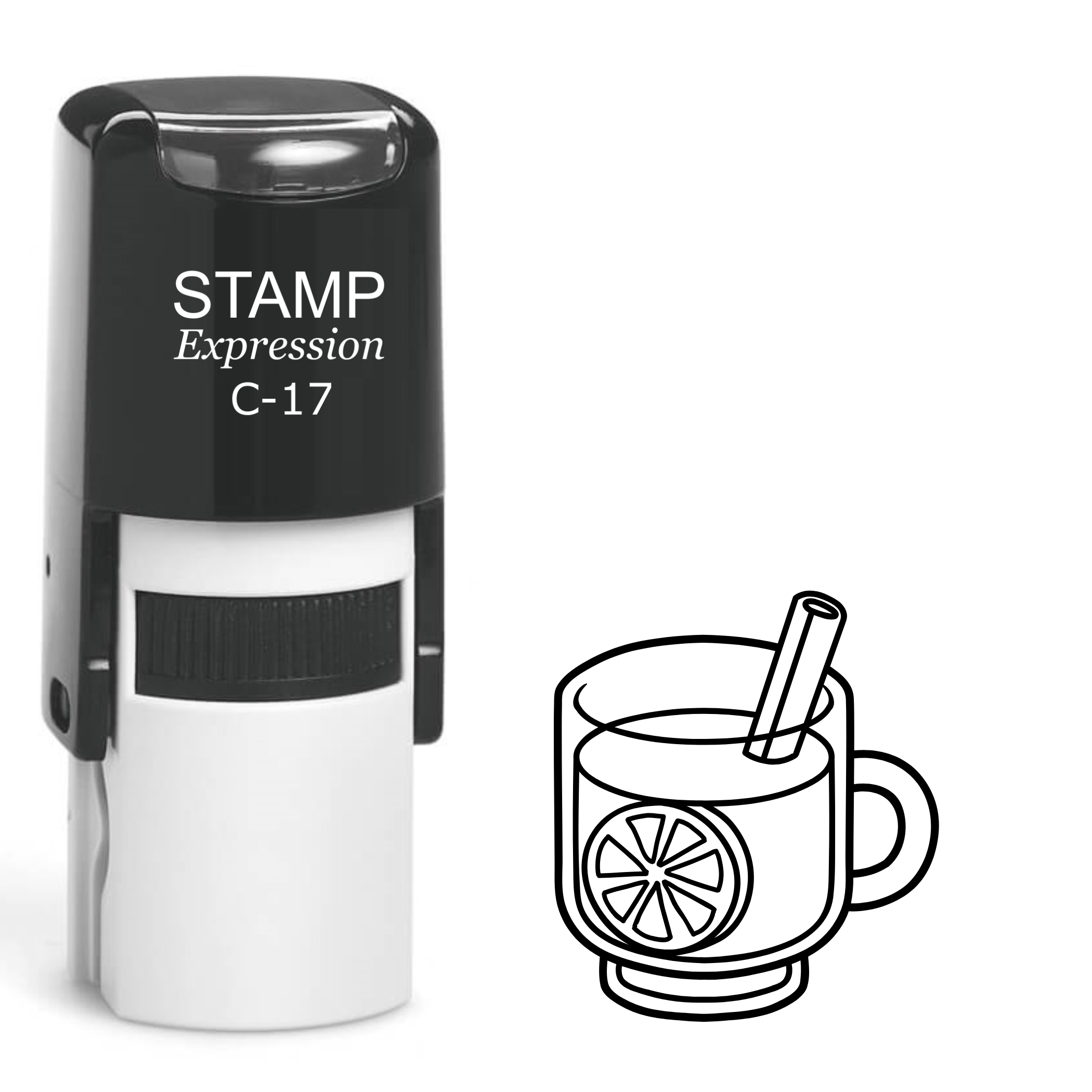 Hot tea with cinnamon stick and lemon Self Inking Rubber Stamp (SH-62943)