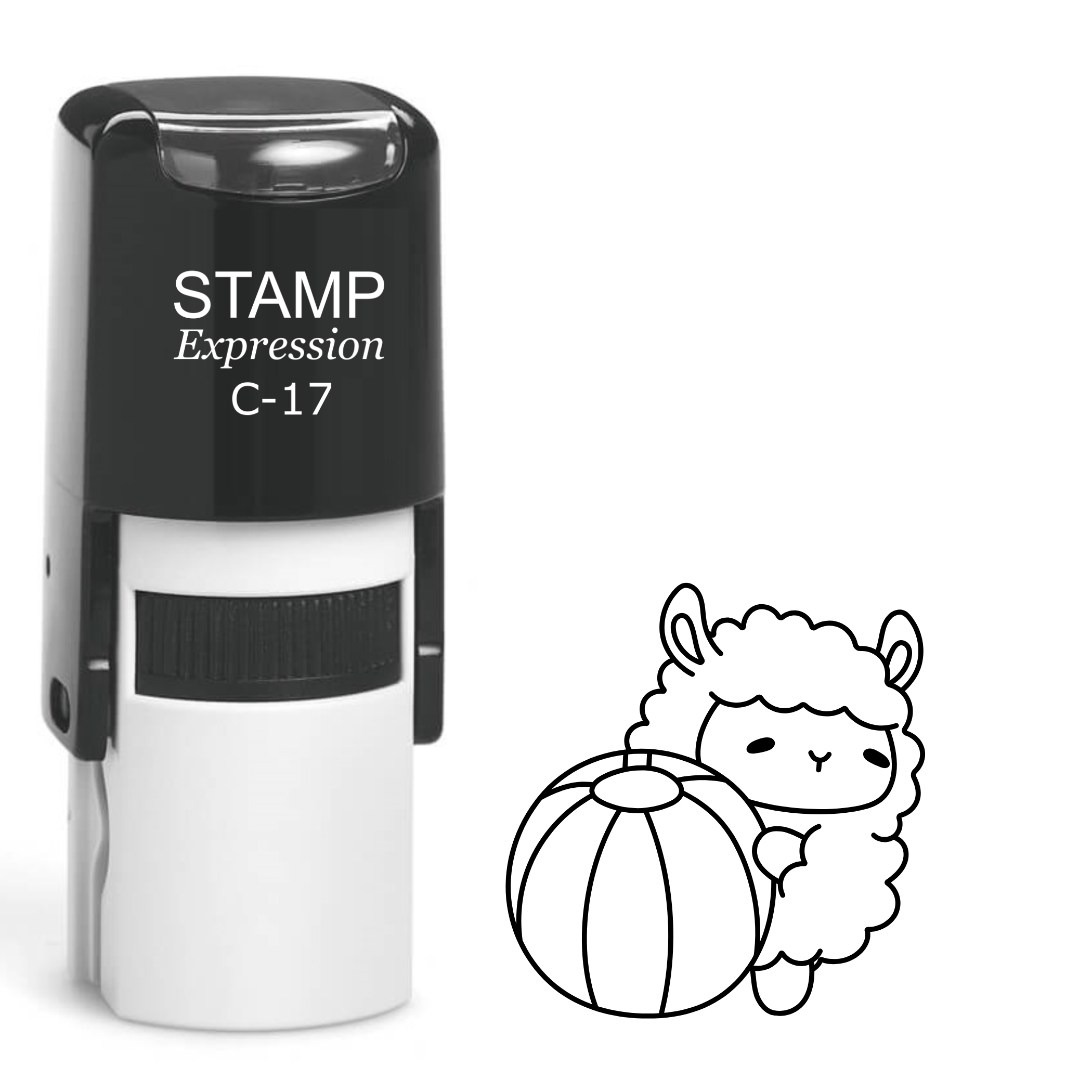 Baby sheep with beach ball outline Self Inking Rubber Stamp (SH-62948)