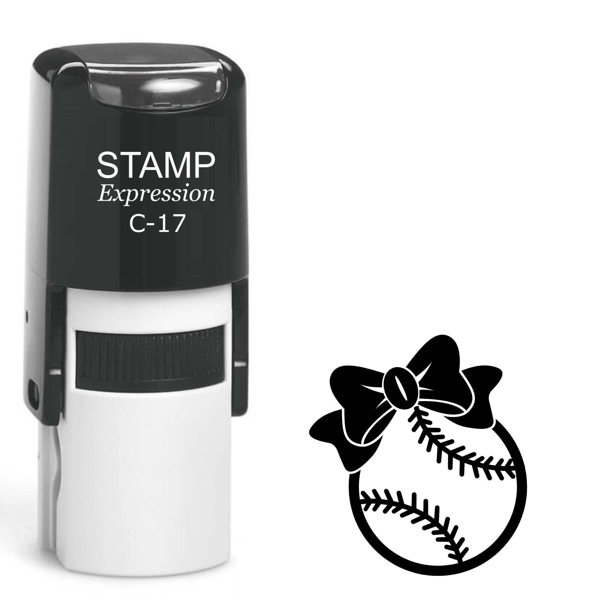 Baseball with a bow sports Self Inking Rubber Stamp (SH-62962)