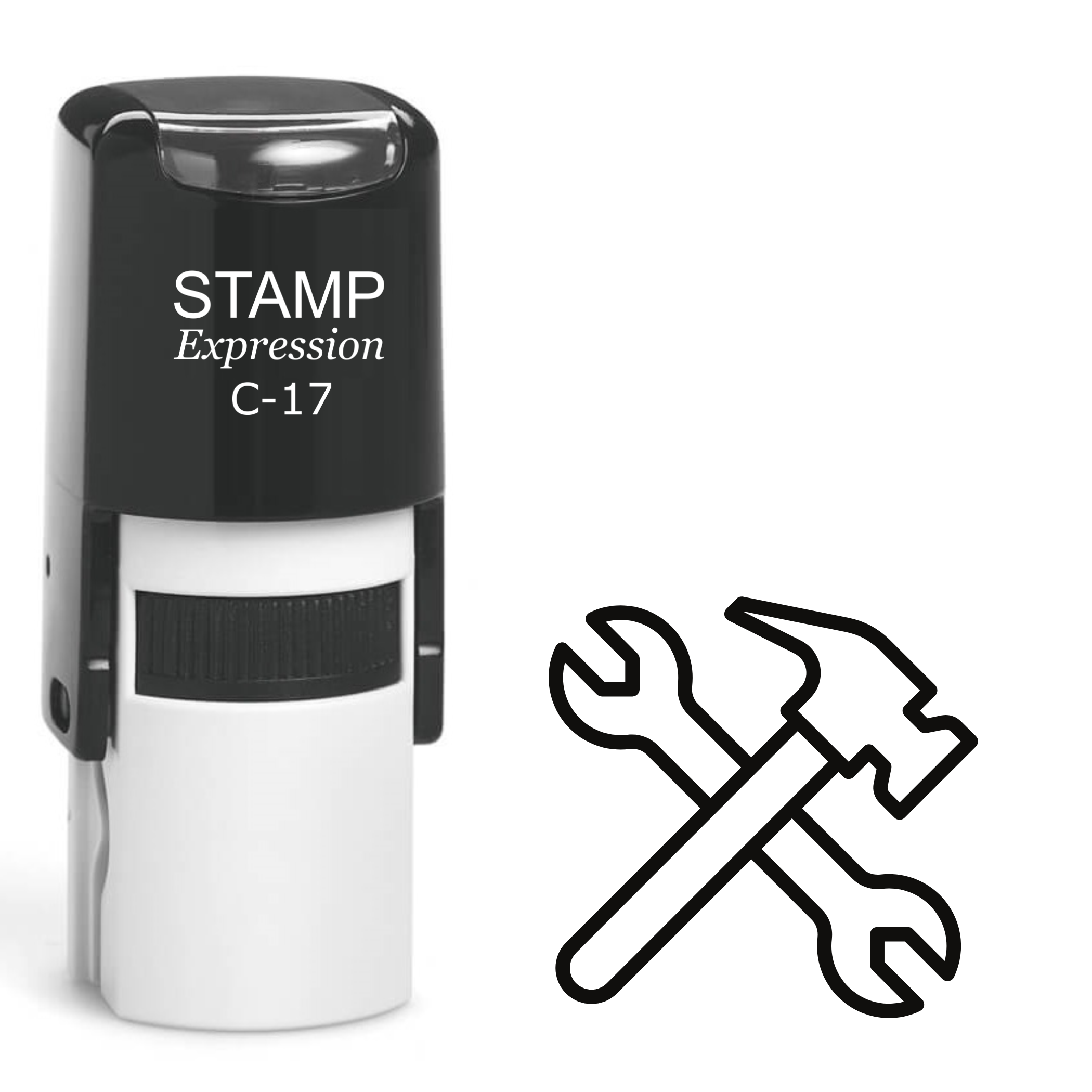Hammer and Wrench criss-cross outline Self Inking Rubber Stamp (SH-62996)