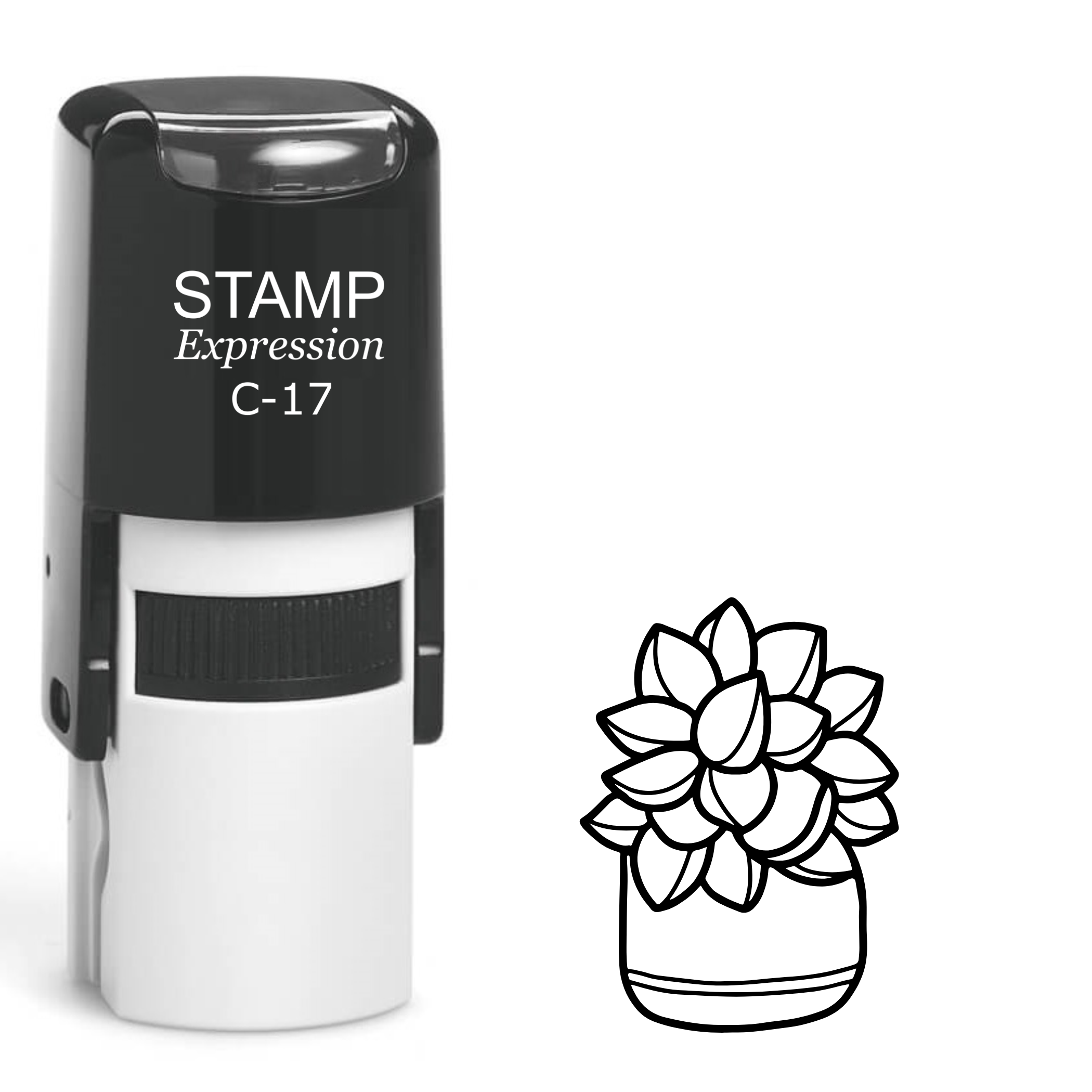 Succulent outline in a flower pot Self Inking Rubber Stamp (SH-63013)