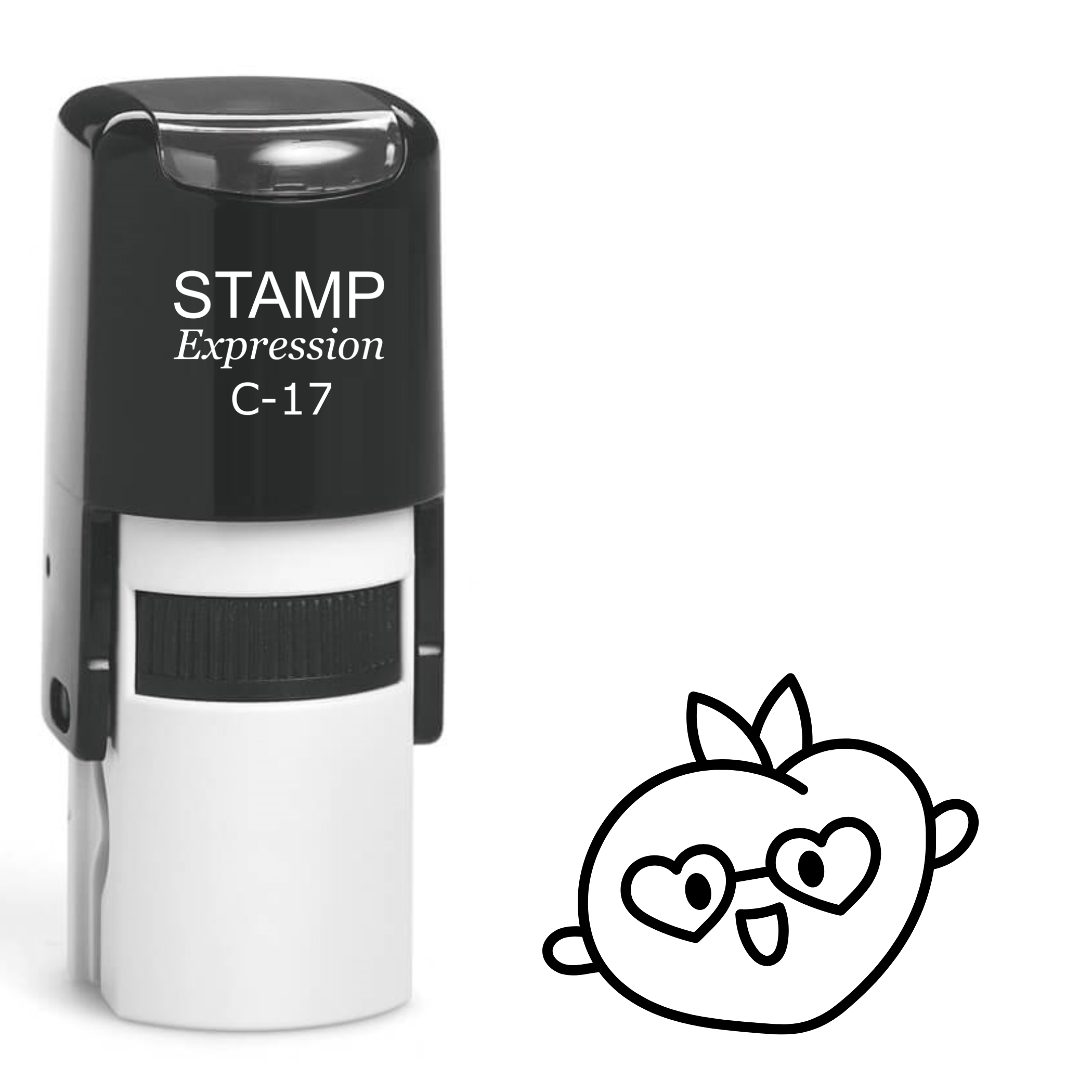 Happy peach wearing glasses Self Inking Rubber Stamp (SH-63026)