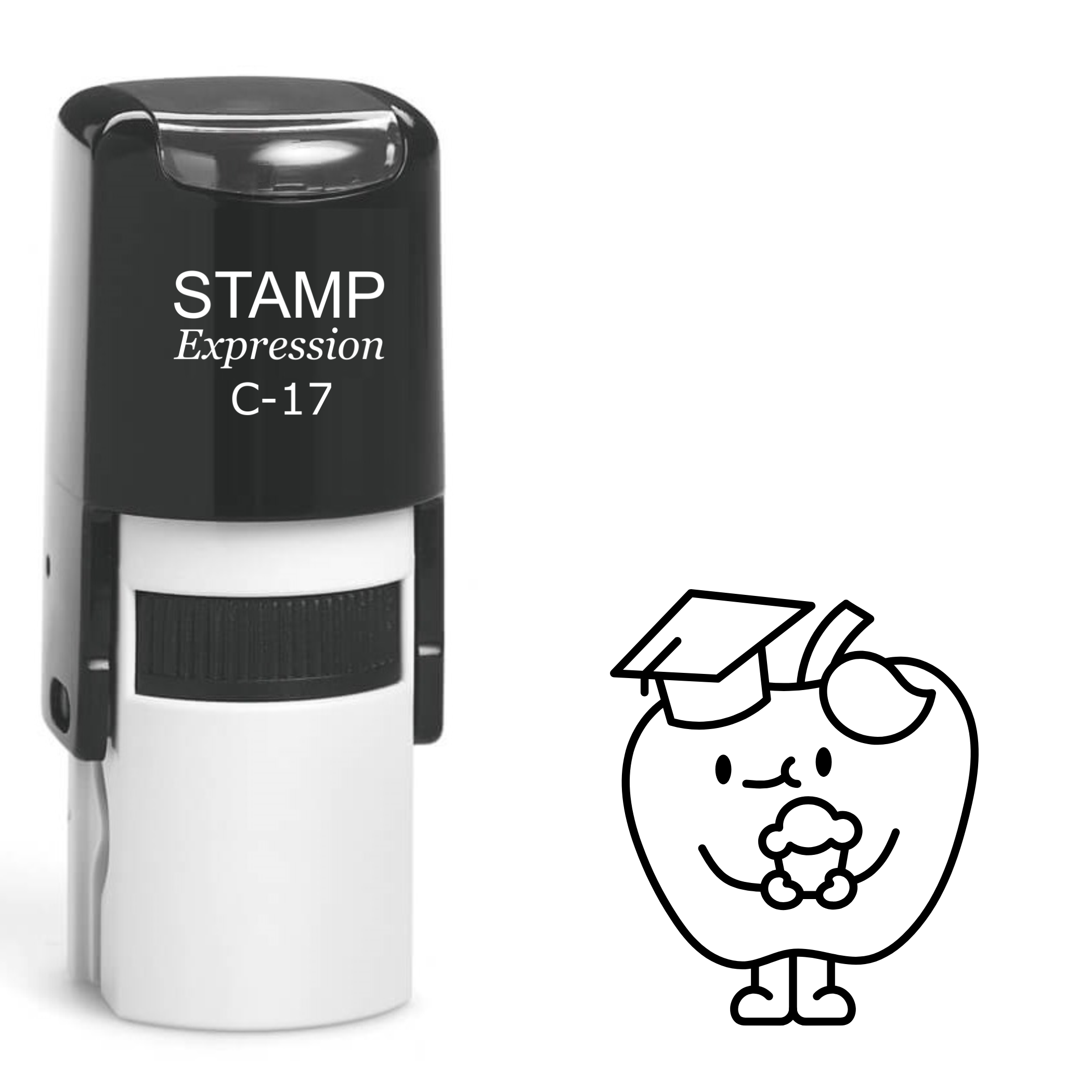 Apple wearing graduation hat Self Inking Rubber Stamp (SH-63054)