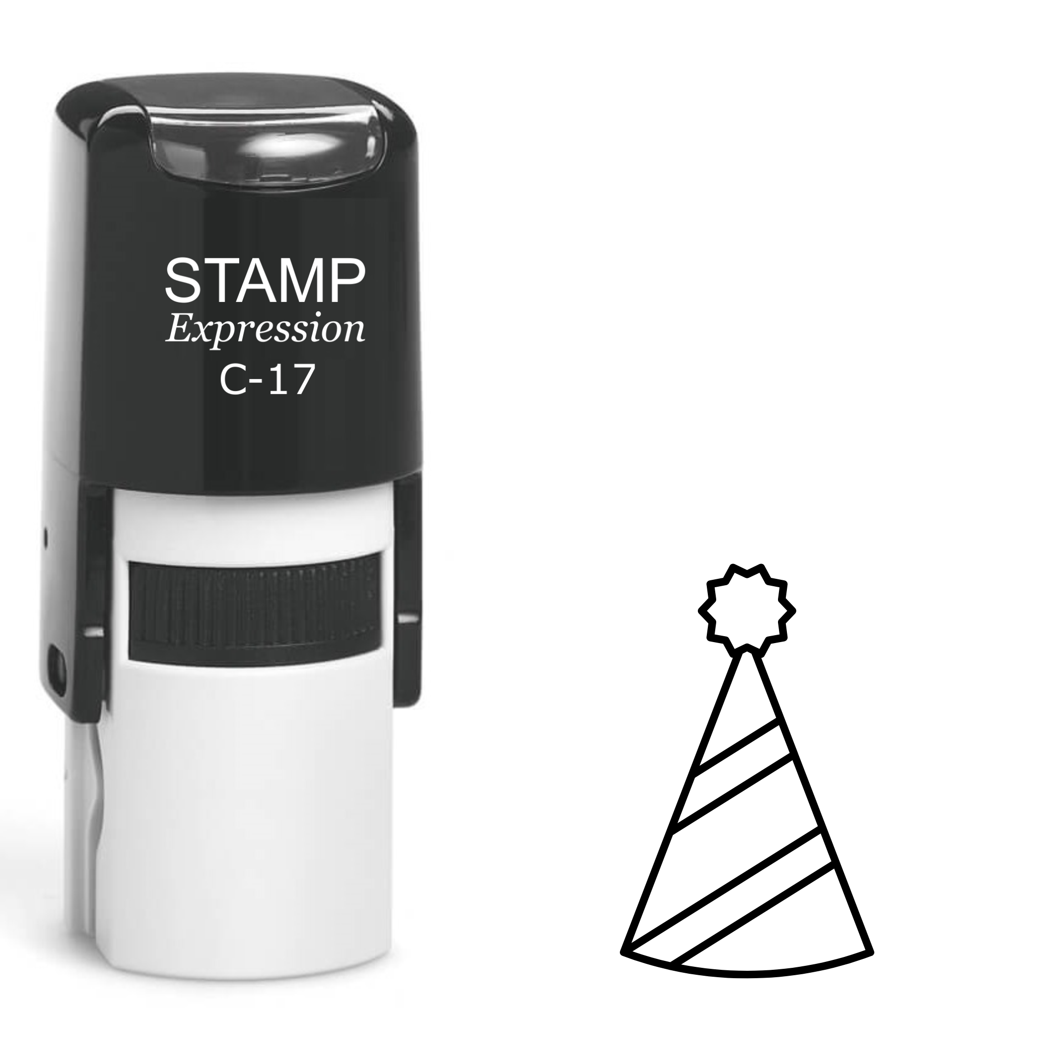 Striped birthday party hat Self Inking Rubber Stamp (SH-63079)