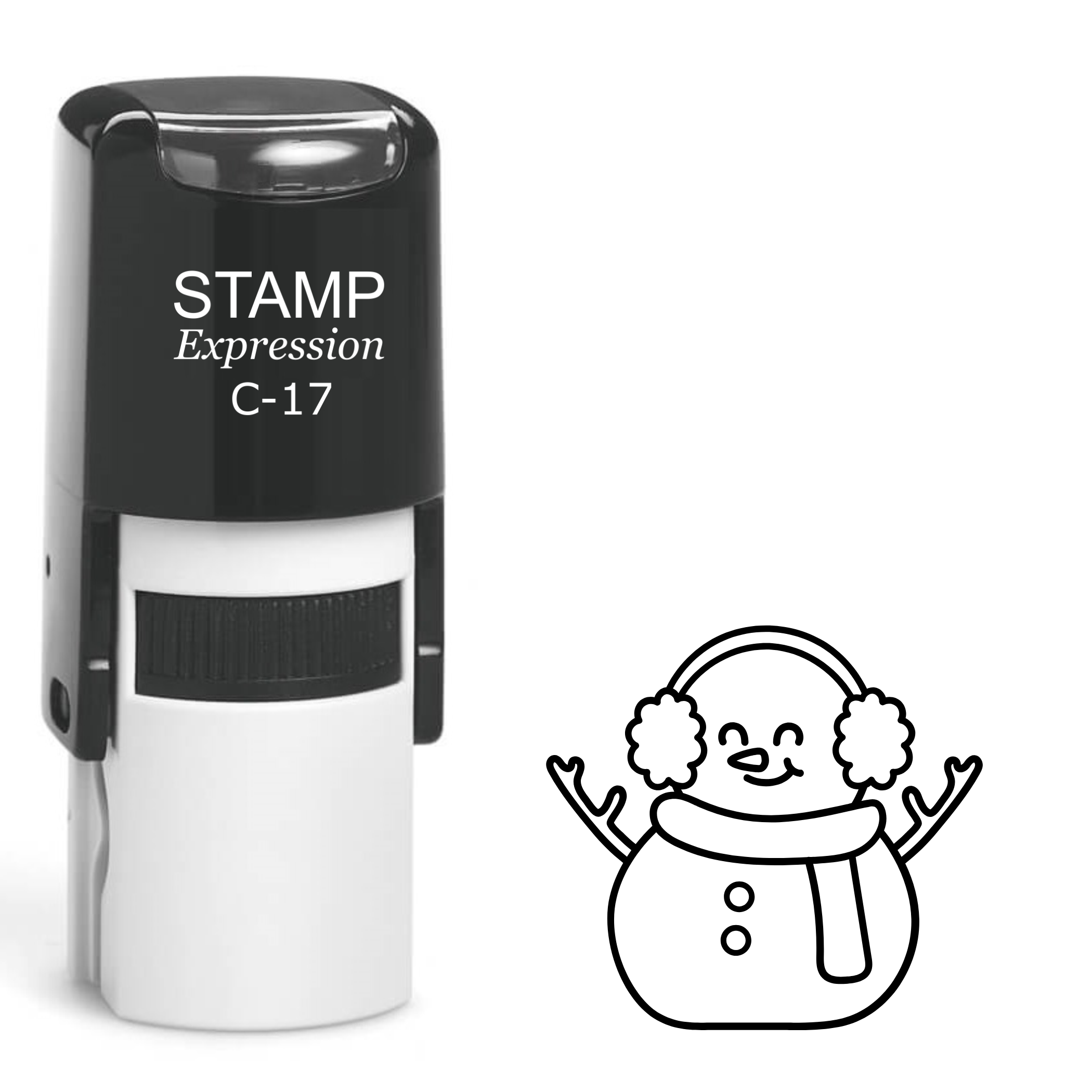 Snowman wearing earmuffs Self Inking Rubber Stamp (SH-63105)
