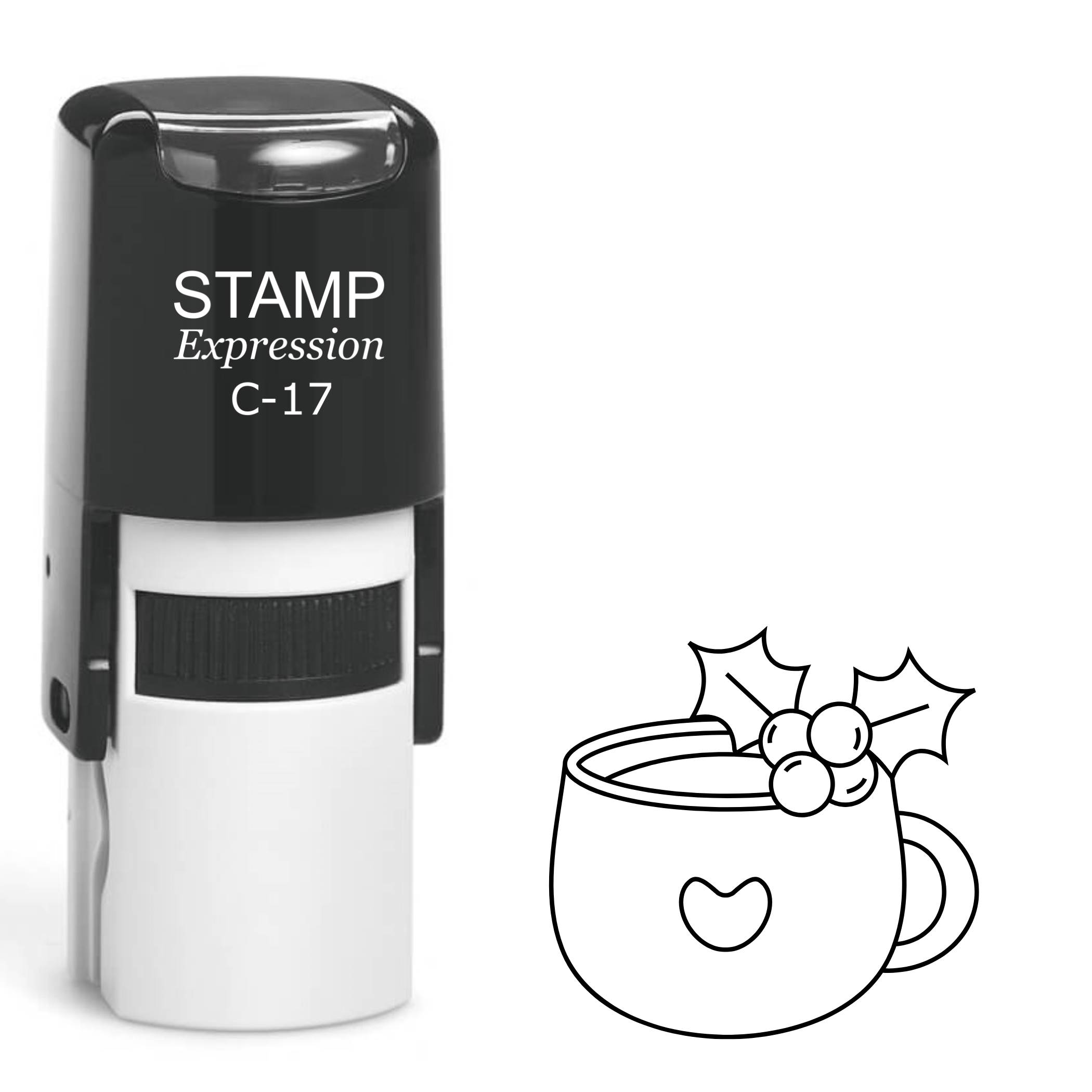 Christmas cup with holly berry Self Inking Rubber Stamp (SH-63127)