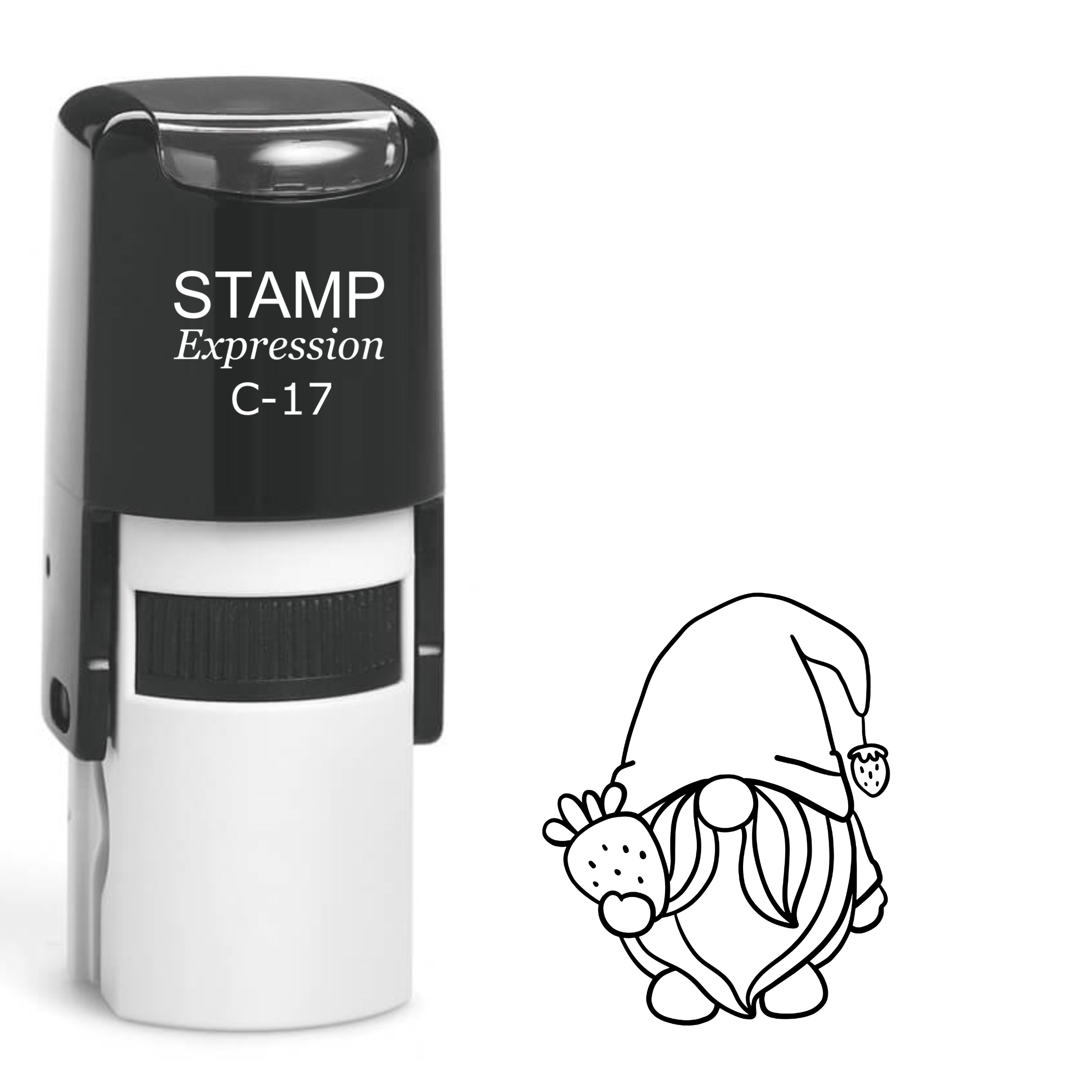 Summer gnome with strawberry Self Inking Rubber Stamp (SH-63128)
