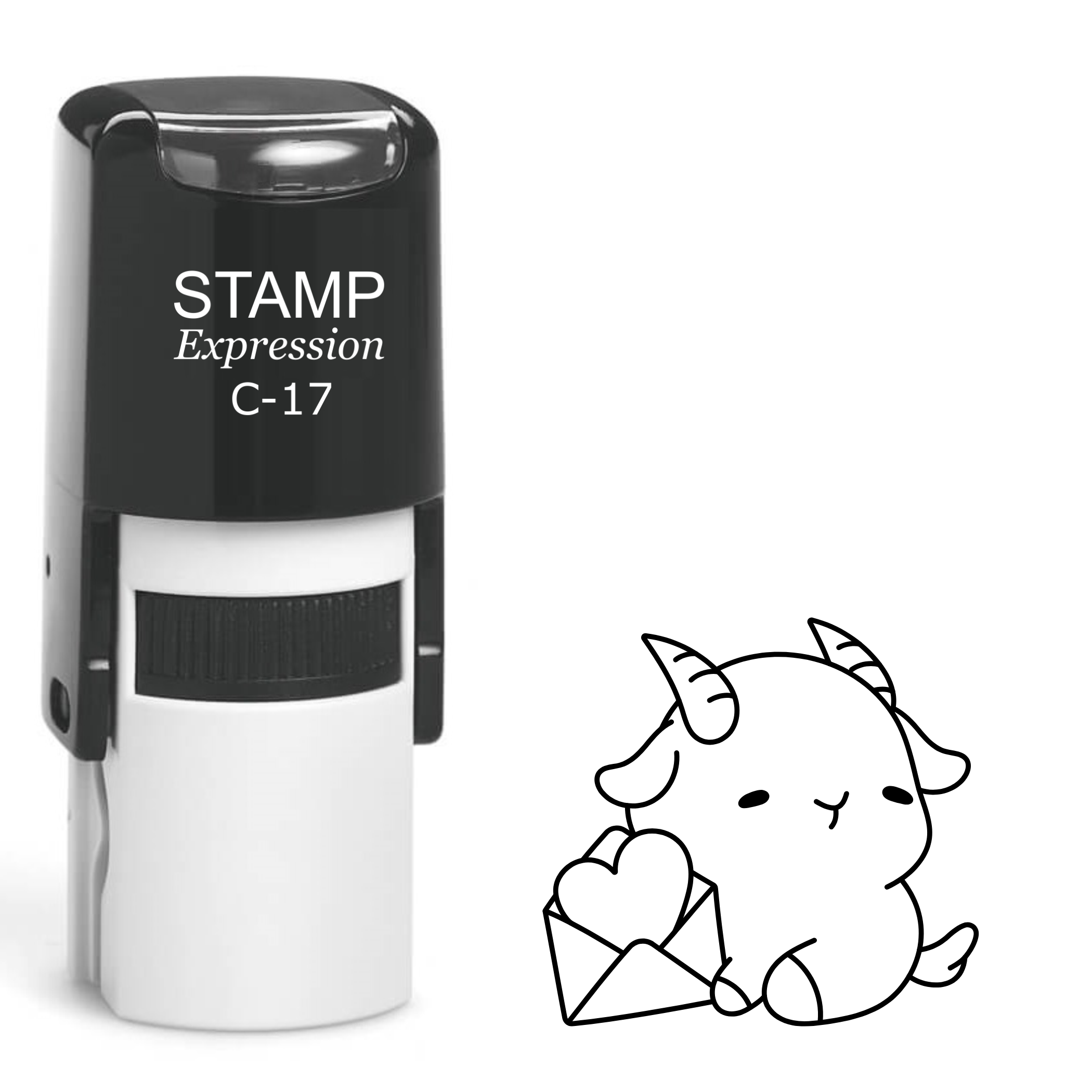 Kawaii goat with heart in envelope Self Inking Rubber Stamp (SH-63150)