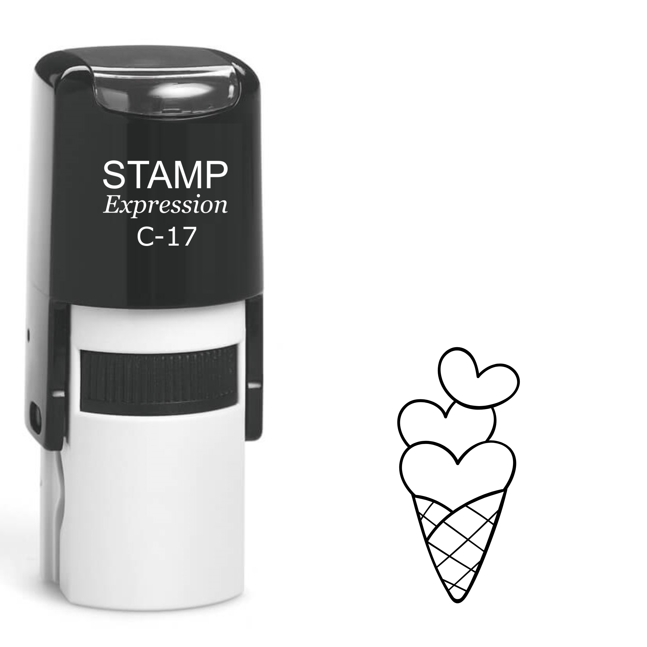 Ice cream cone with hearts Self Inking Rubber Stamp (SH-63173)
