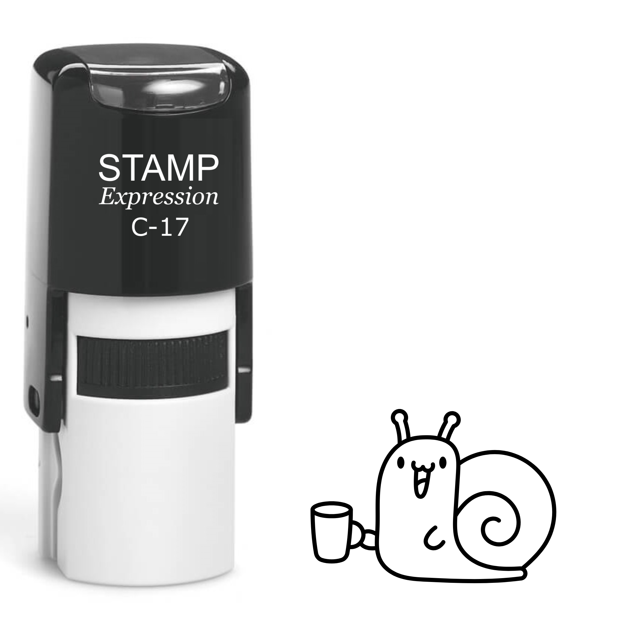 Happy snail with teacup Self Inking Rubber Stamp (SH-63178)