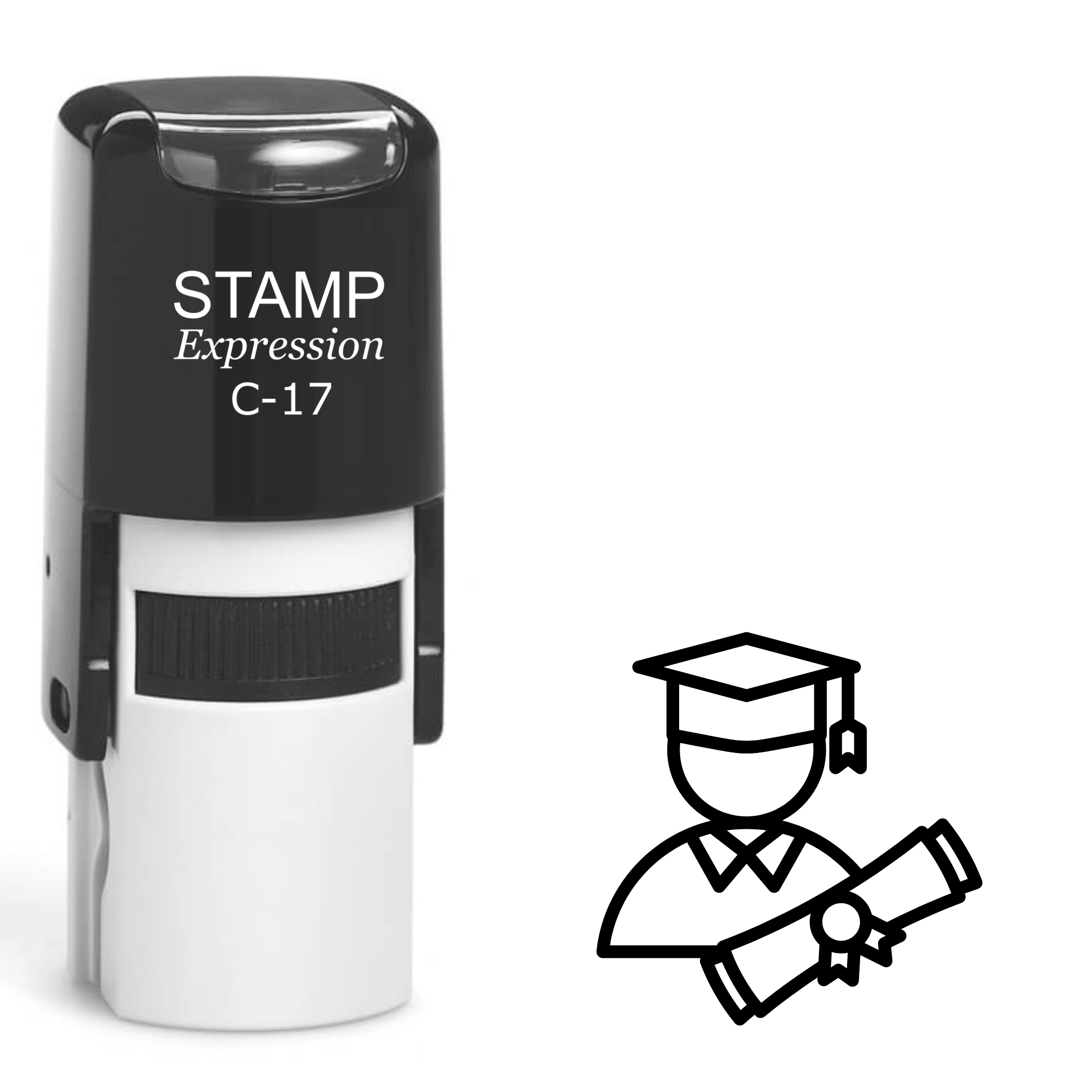 Graduate with diploma outline Self Inking Rubber Stamp (SH-63229)