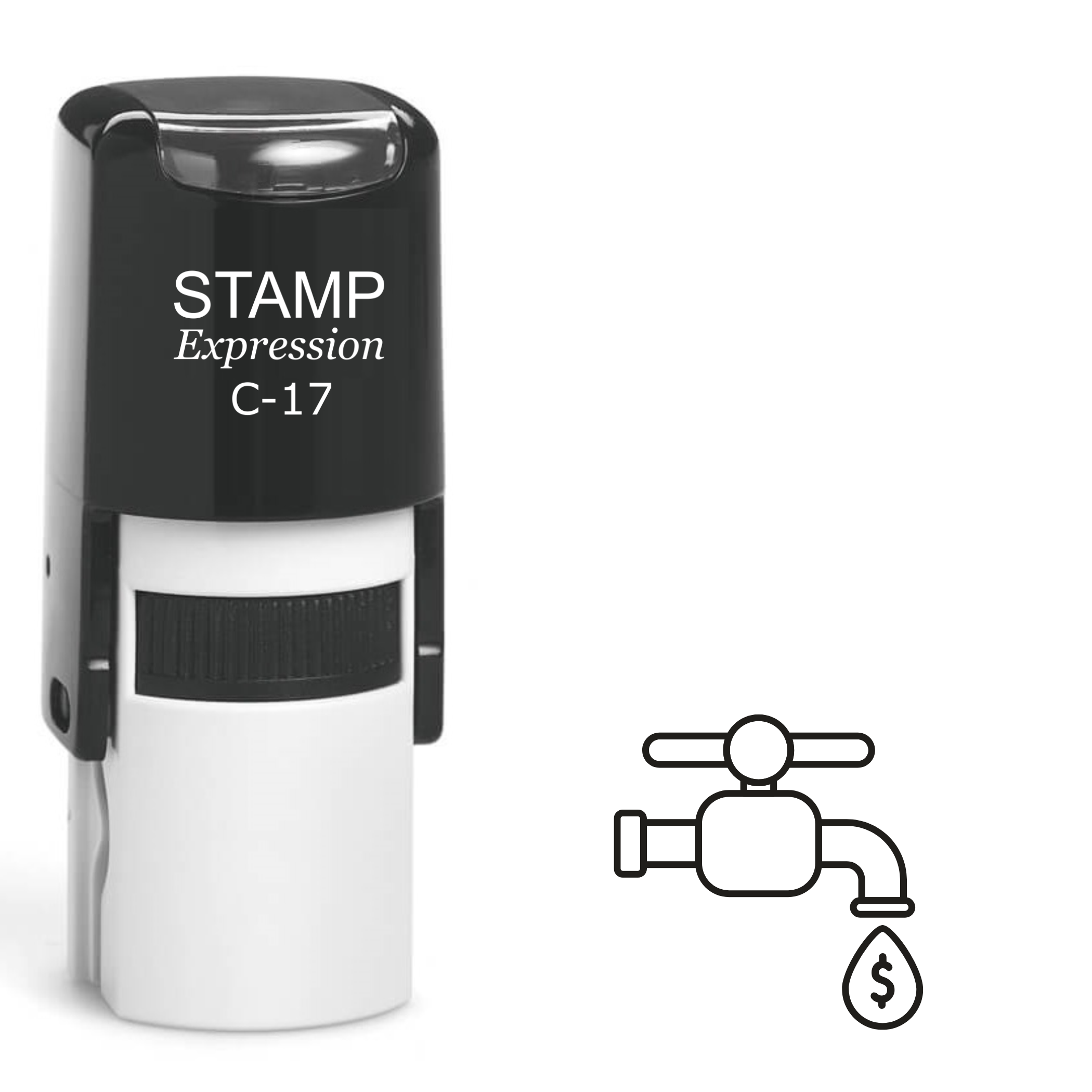 Faucet outline waste of water with dollar sign Self Inking Rubber Stamp (SH-63243)