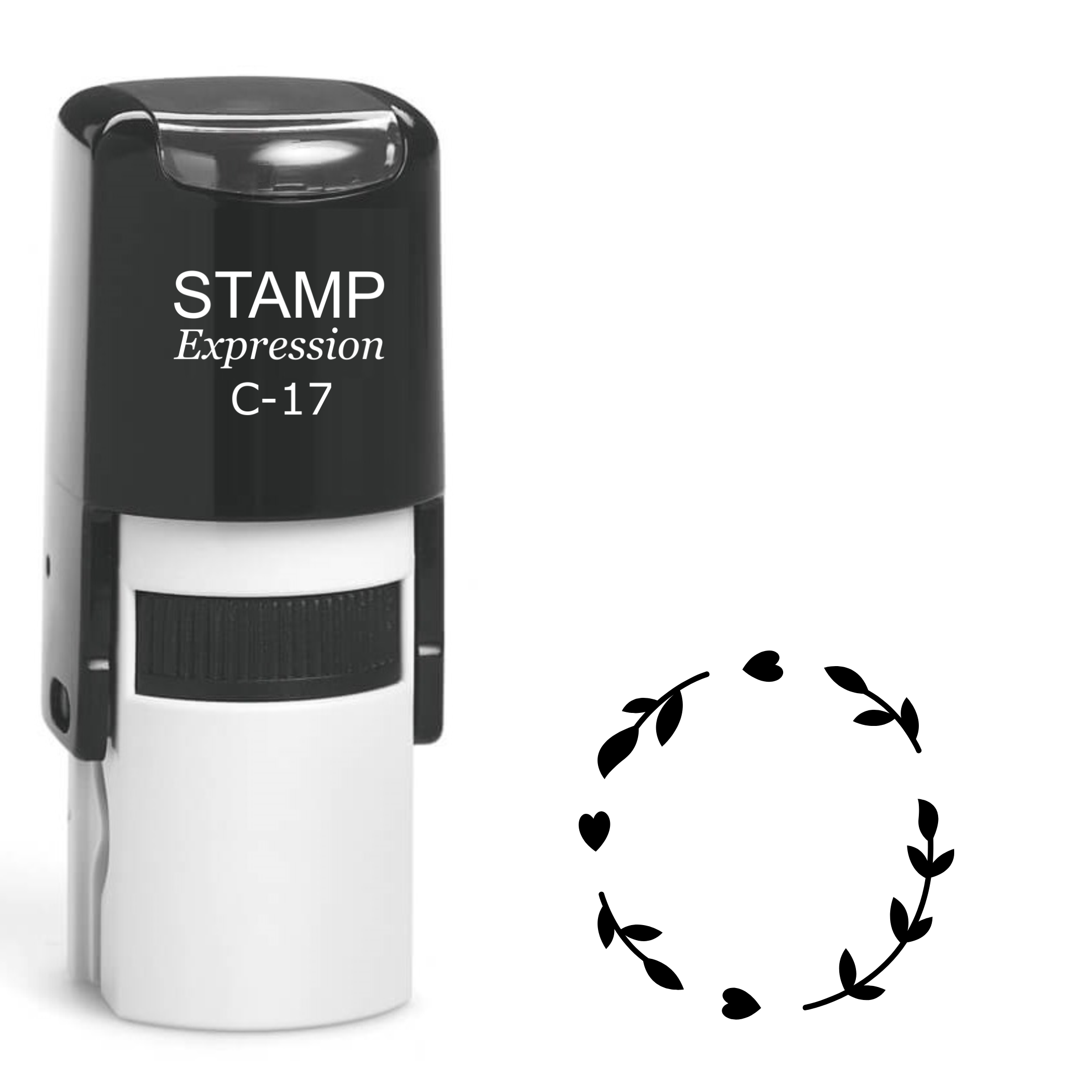 Leaves and hearts in circle frame Self Inking Rubber Stamp (SH-63288)