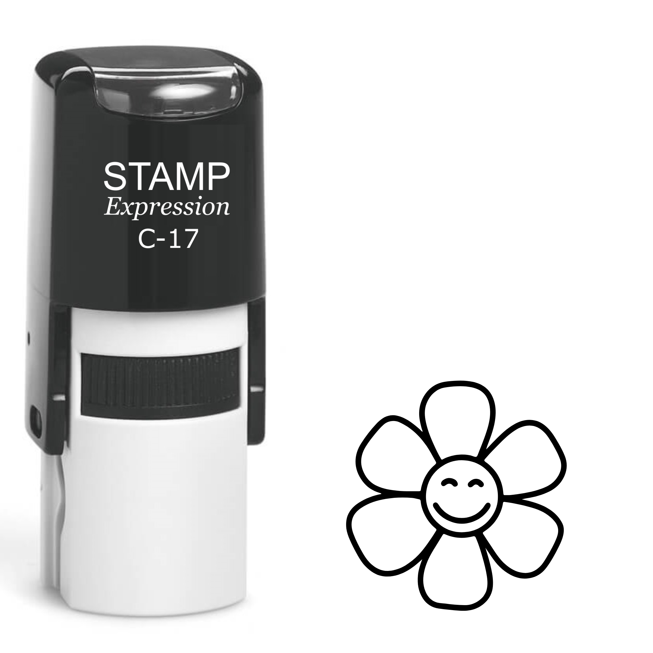 Smiling daisy outline Self Inking Rubber Stamp (SH-63297)