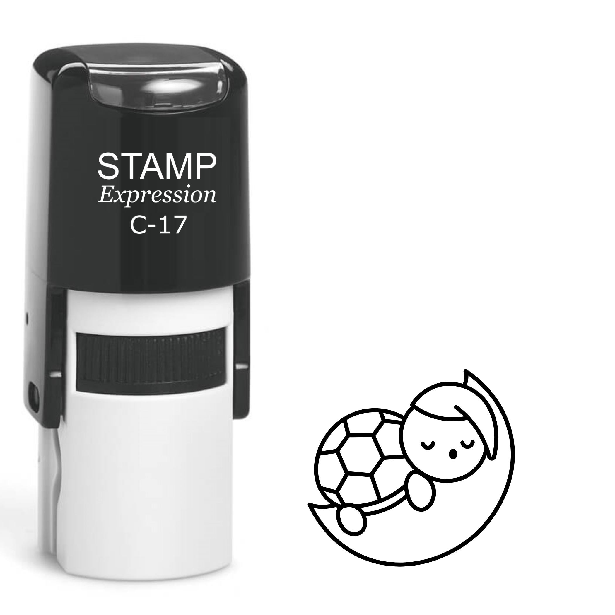 Sleeping turtle on crescent moon outline Self Inking Rubber Stamp (SH-63300)
